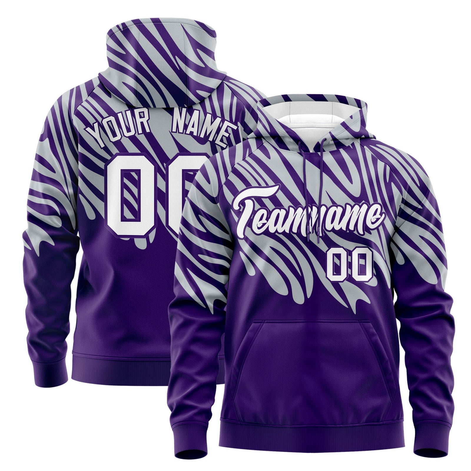 Custom Silver Purple Leopard Print Pullover Sweatshirt Hoodie| KXKSHOP