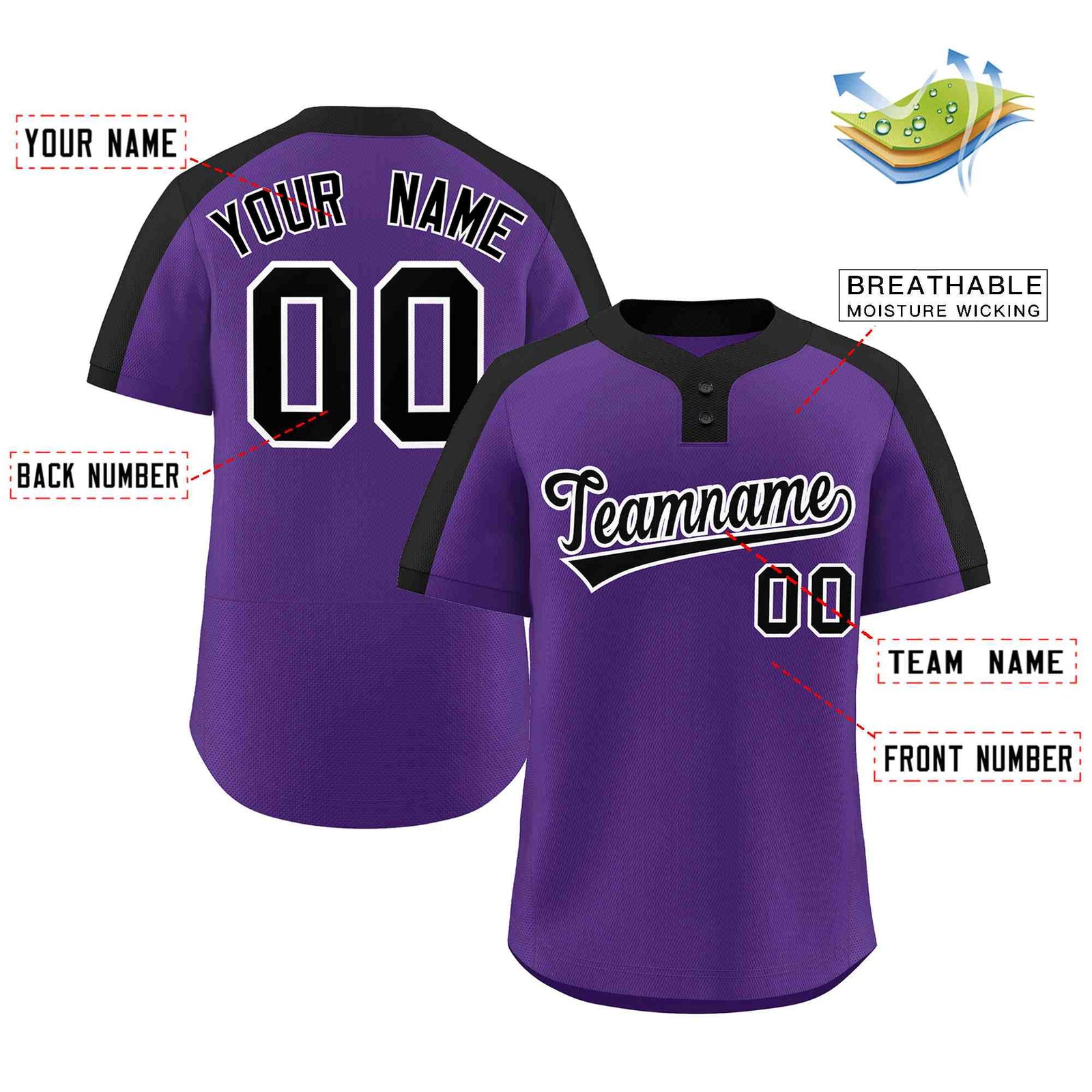 Black And Purple Softball Jersey