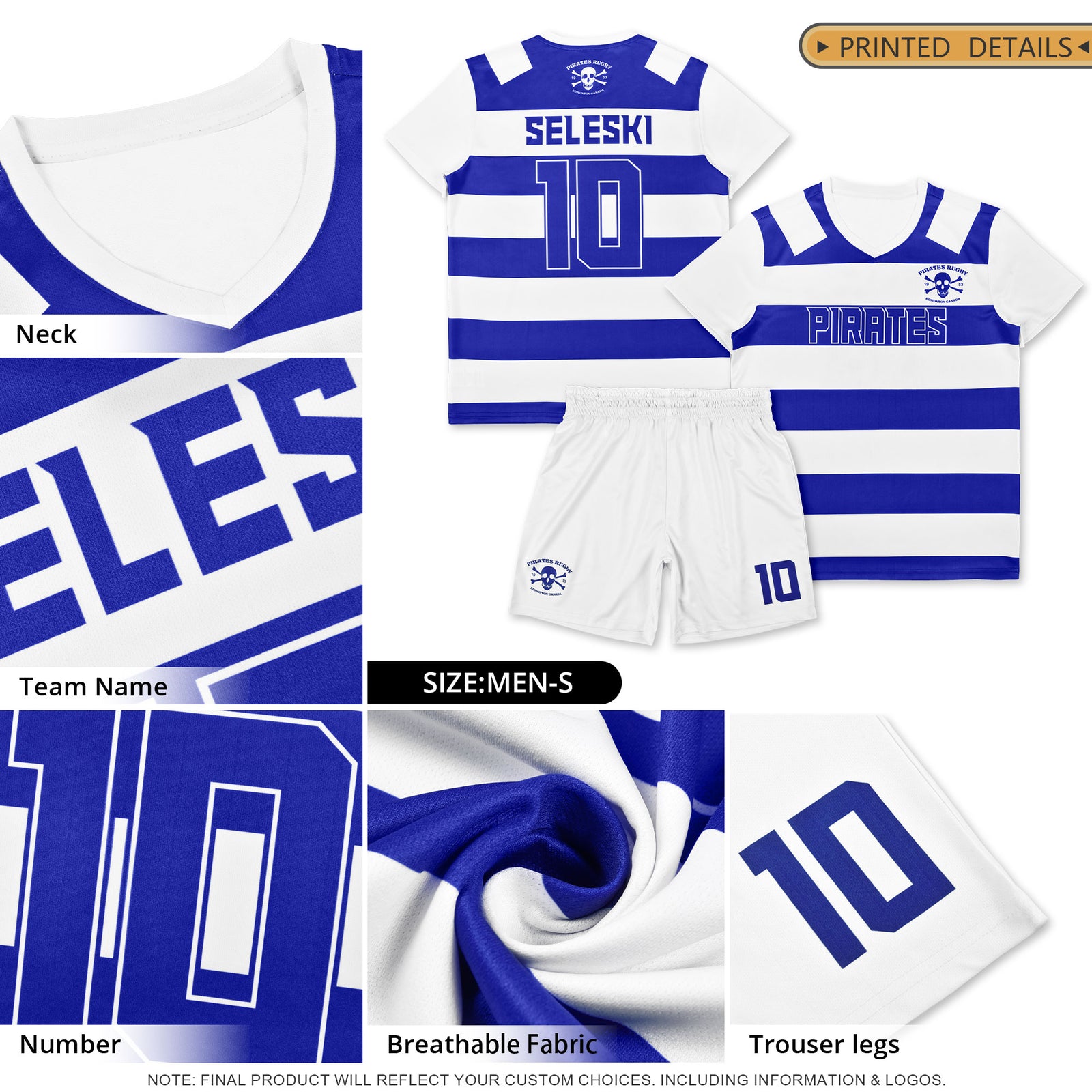 Custom Royal Casual Printing Sportswear Soccer Sets Jersey
