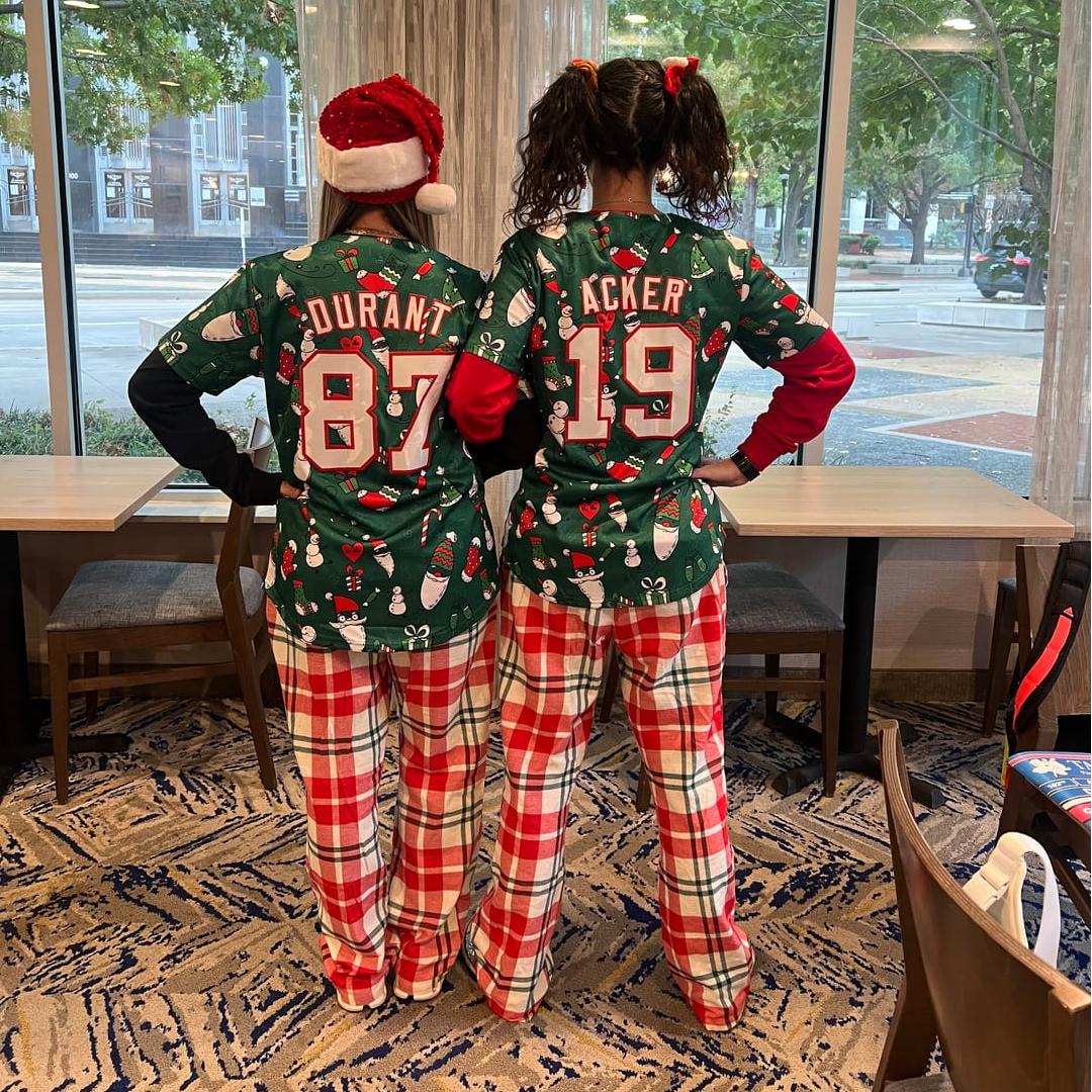 Custom Green White-Red Christmas Graffiti Pattern Authentic Baseball Jersey