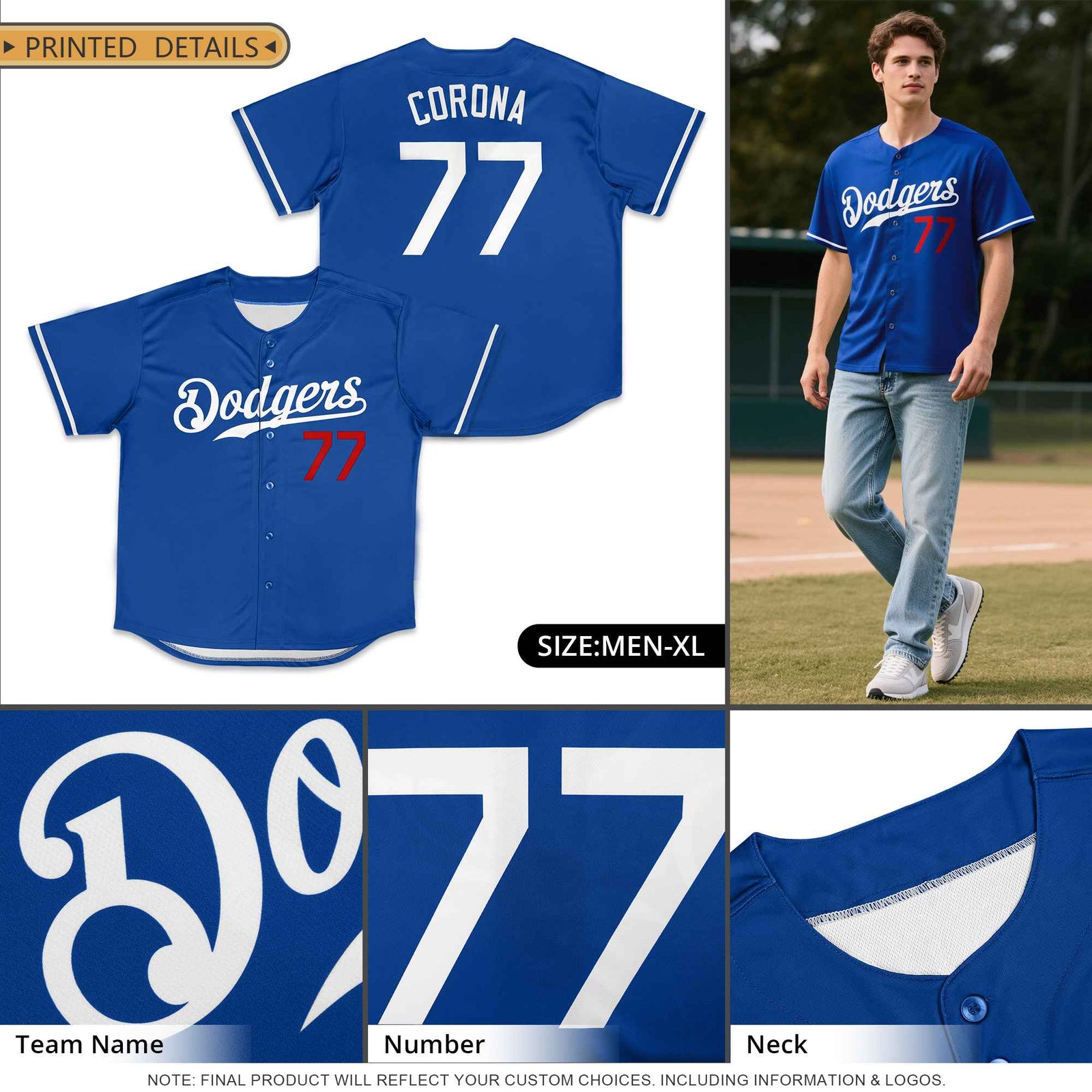 Custom Royal White-Red Classic Style Authentic Baseball Jersey