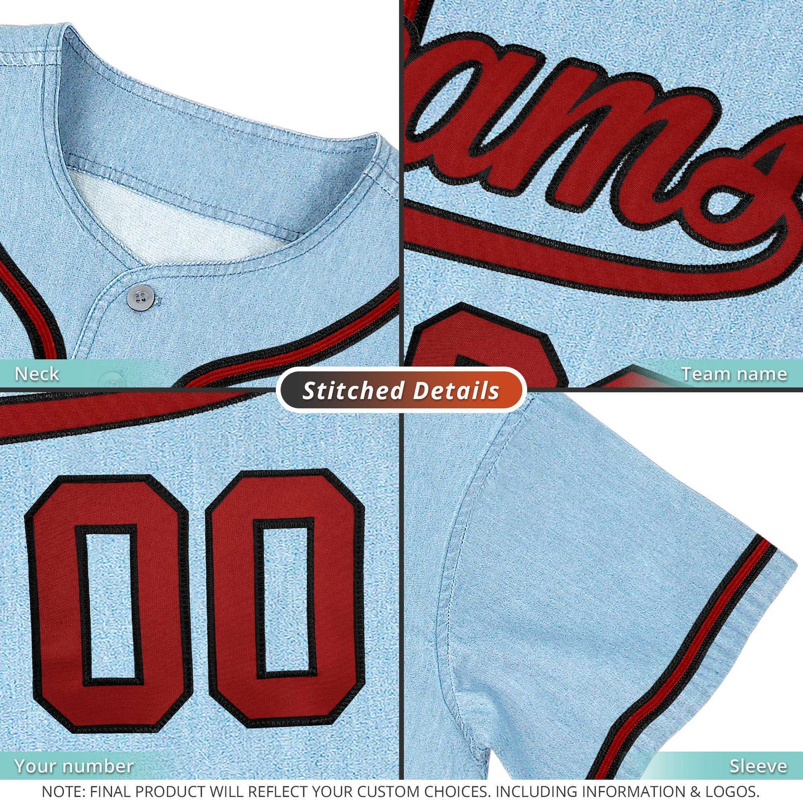 Custom Navy Personalized Denim Baseball Jersey For Men Women Boy