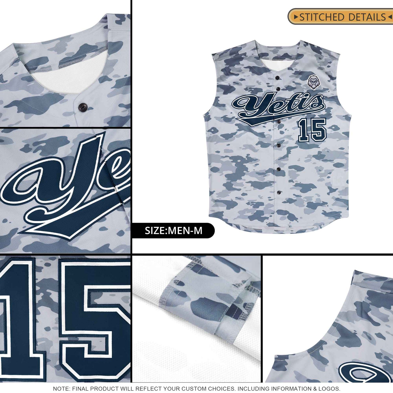 Custom Brown Khaki-Black Camo Fashion Authentic Sleeveless Baseball Jersey