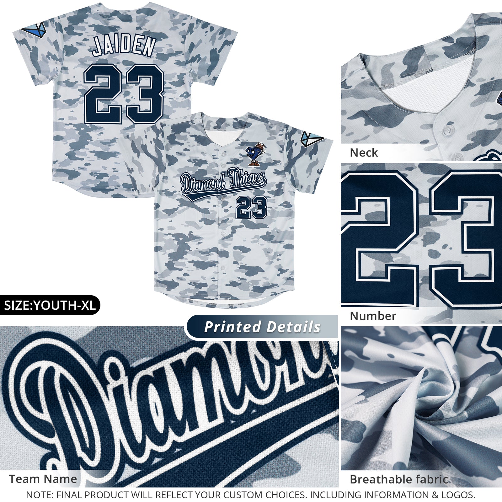 Custom Camo Navy White Authentic Baseball Jersey