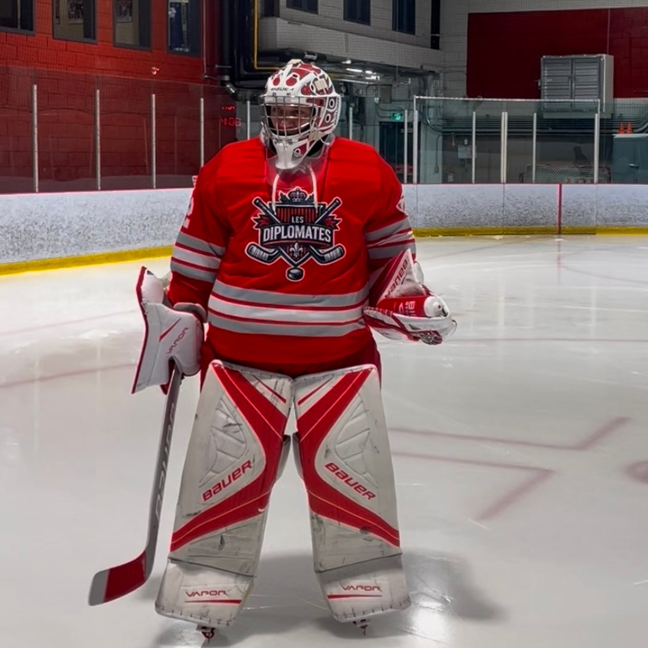Custom Red White-Gray Lace-Up Neck Hockey Jersey