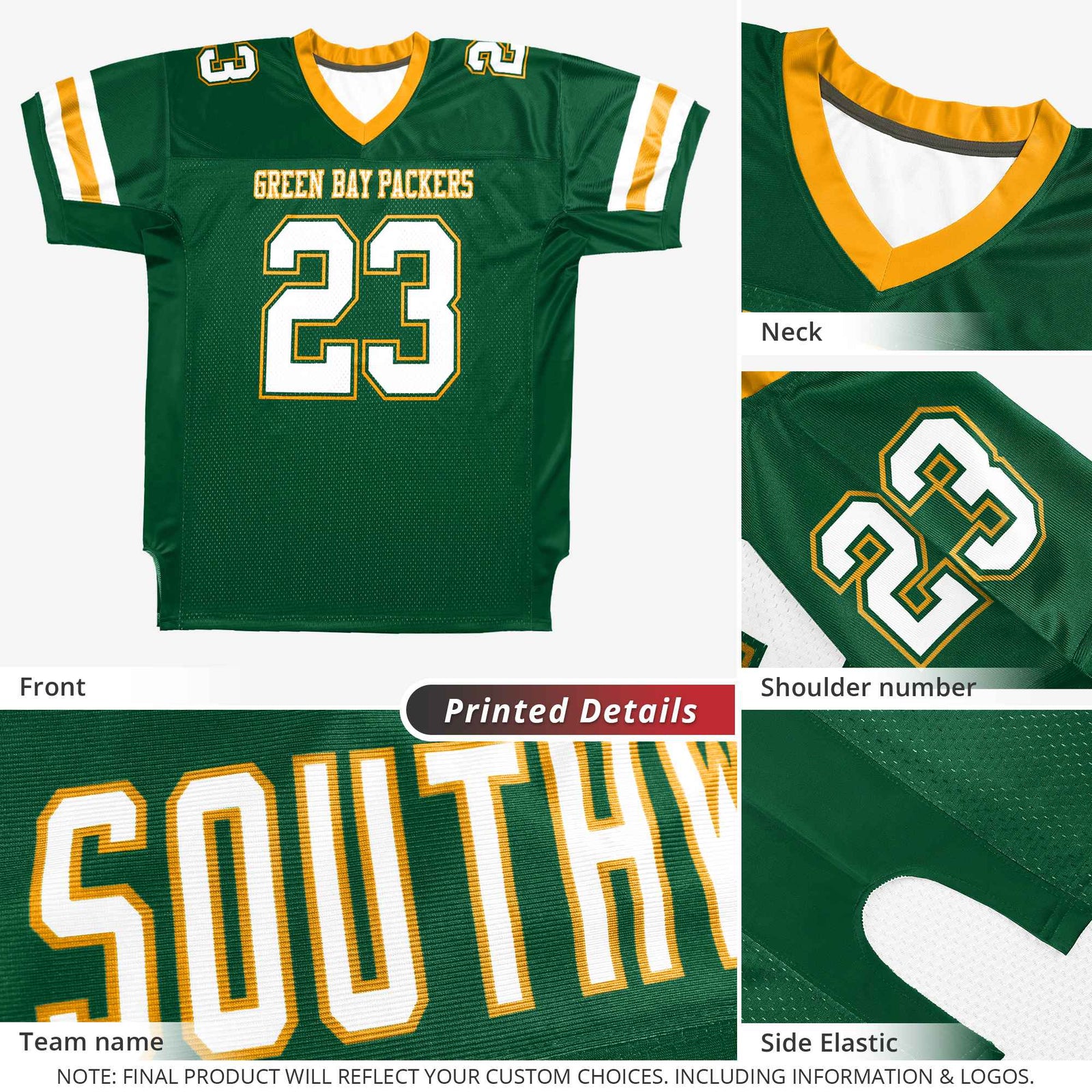 Custom Midnight Green White-Black Classic Style Mesh Authentic Football Jersey