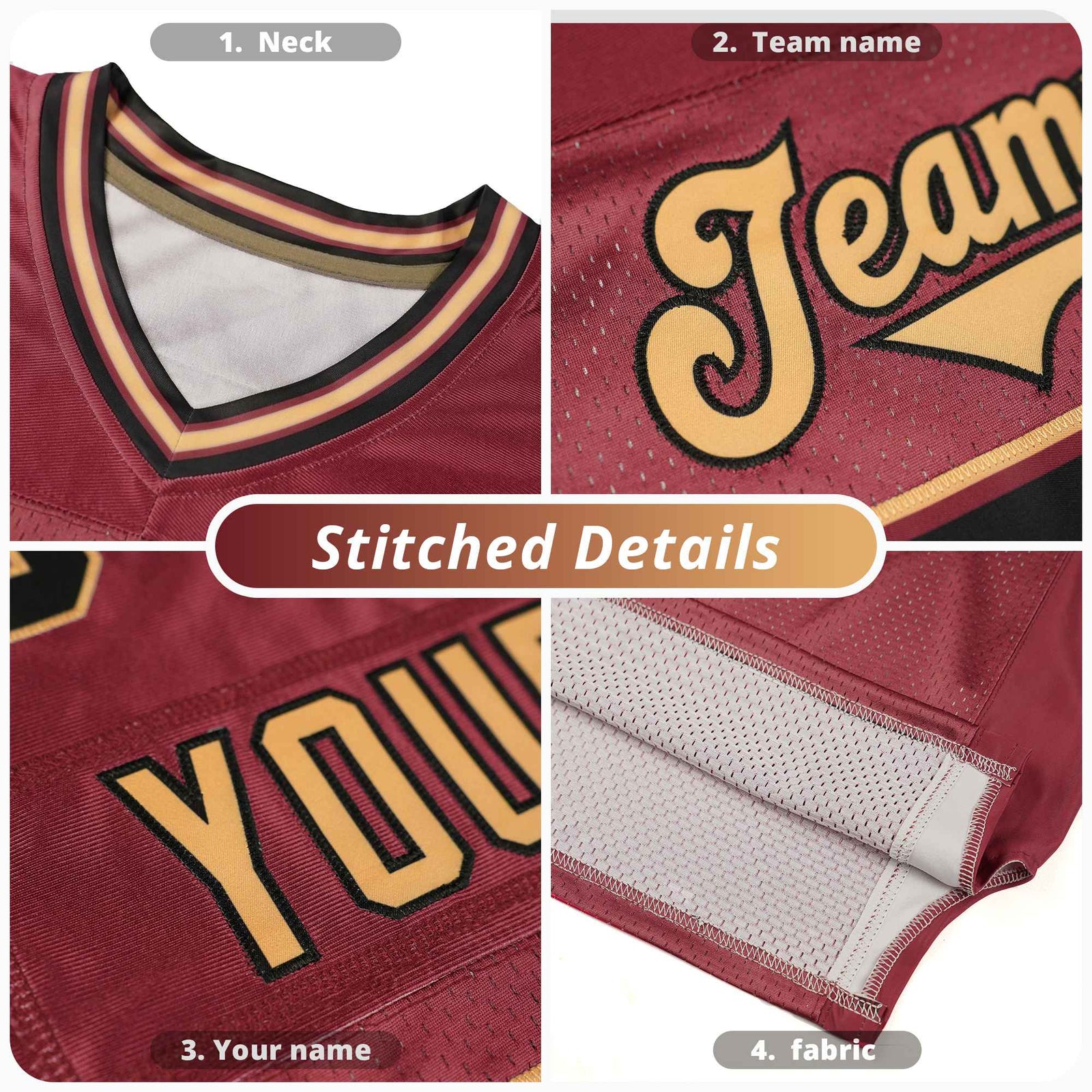 Custom Crimson Personalized Classic Authentic Football Jersey