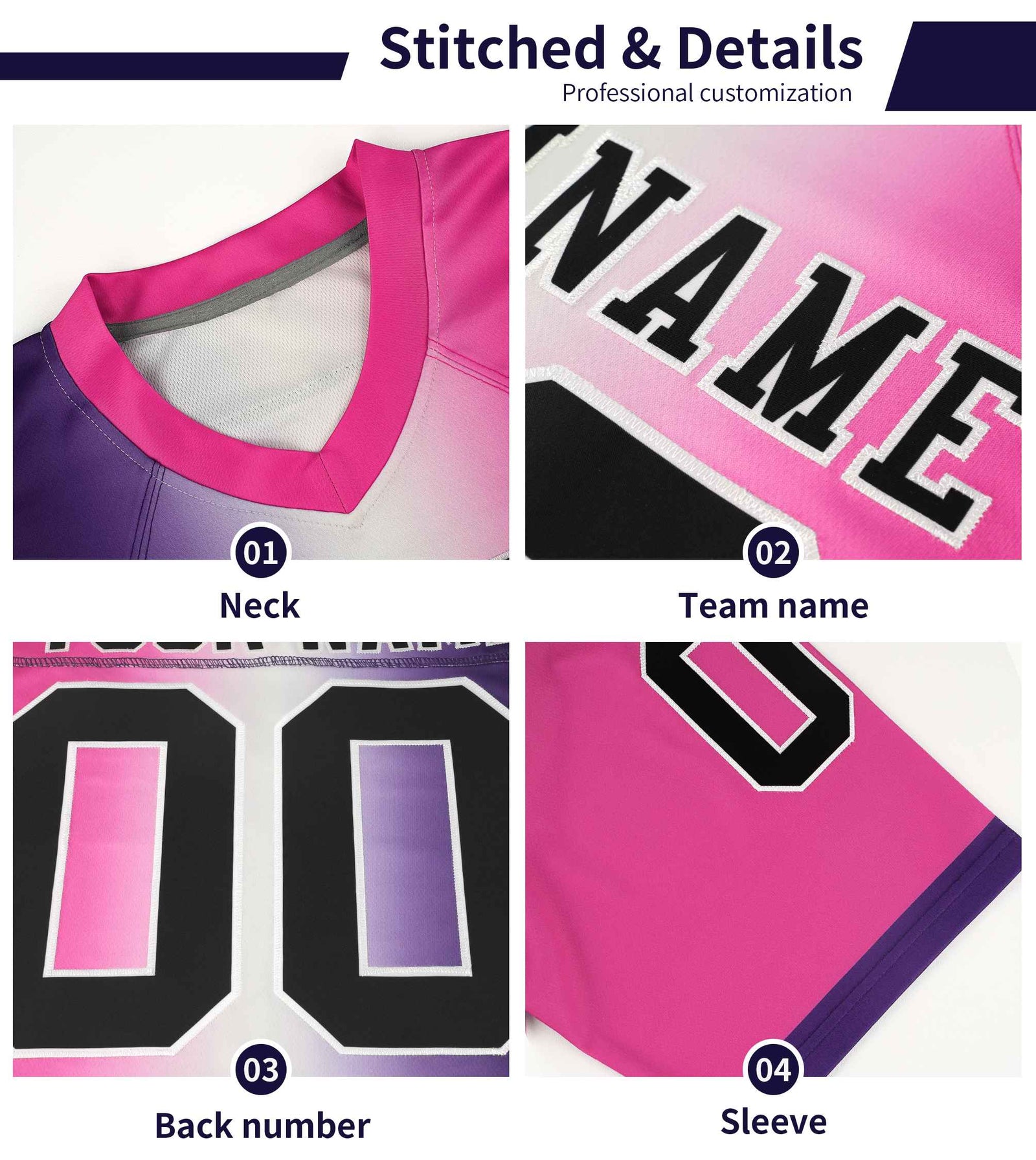 Custom Powder Blue White-Black Personalized Gradient Fashion Authentic Football Jersey