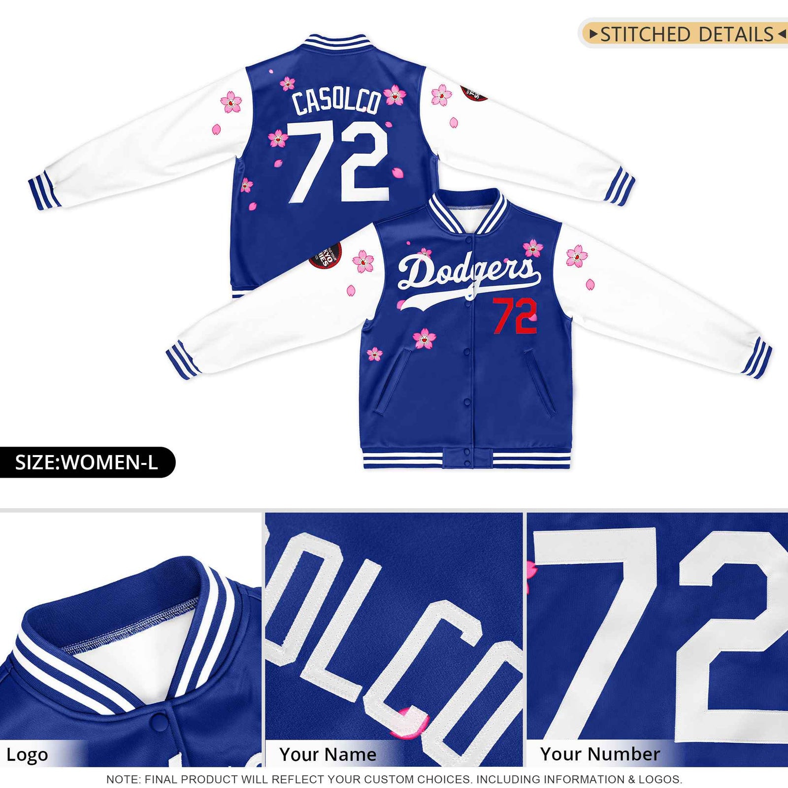 Custom Navy Navy-Orange Raglan Sleeves Varsity Full-Snap Letterman Jacket