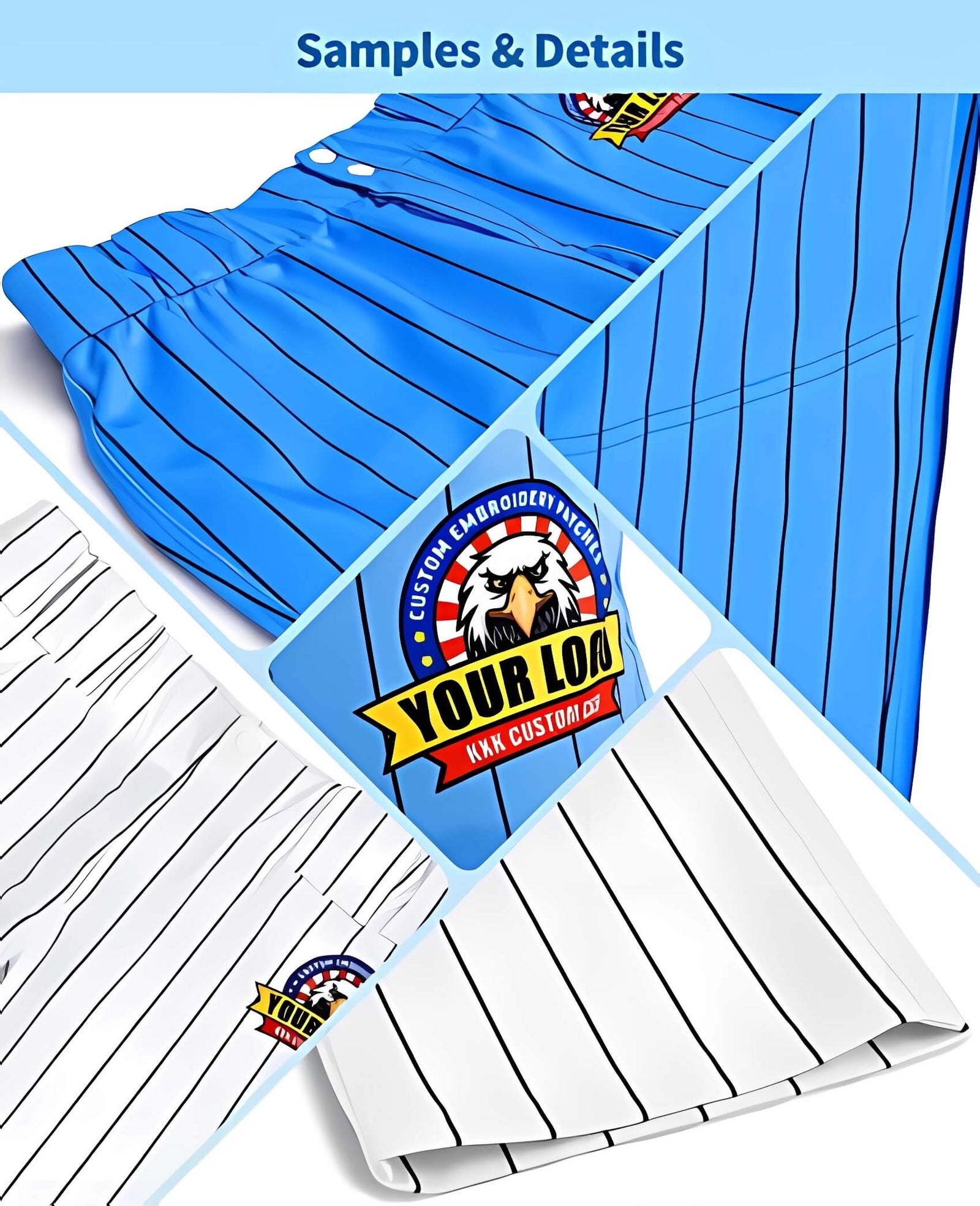 Custom White Navy Pinstripe Fit Stretch Practice Pull Up Baseball Pants