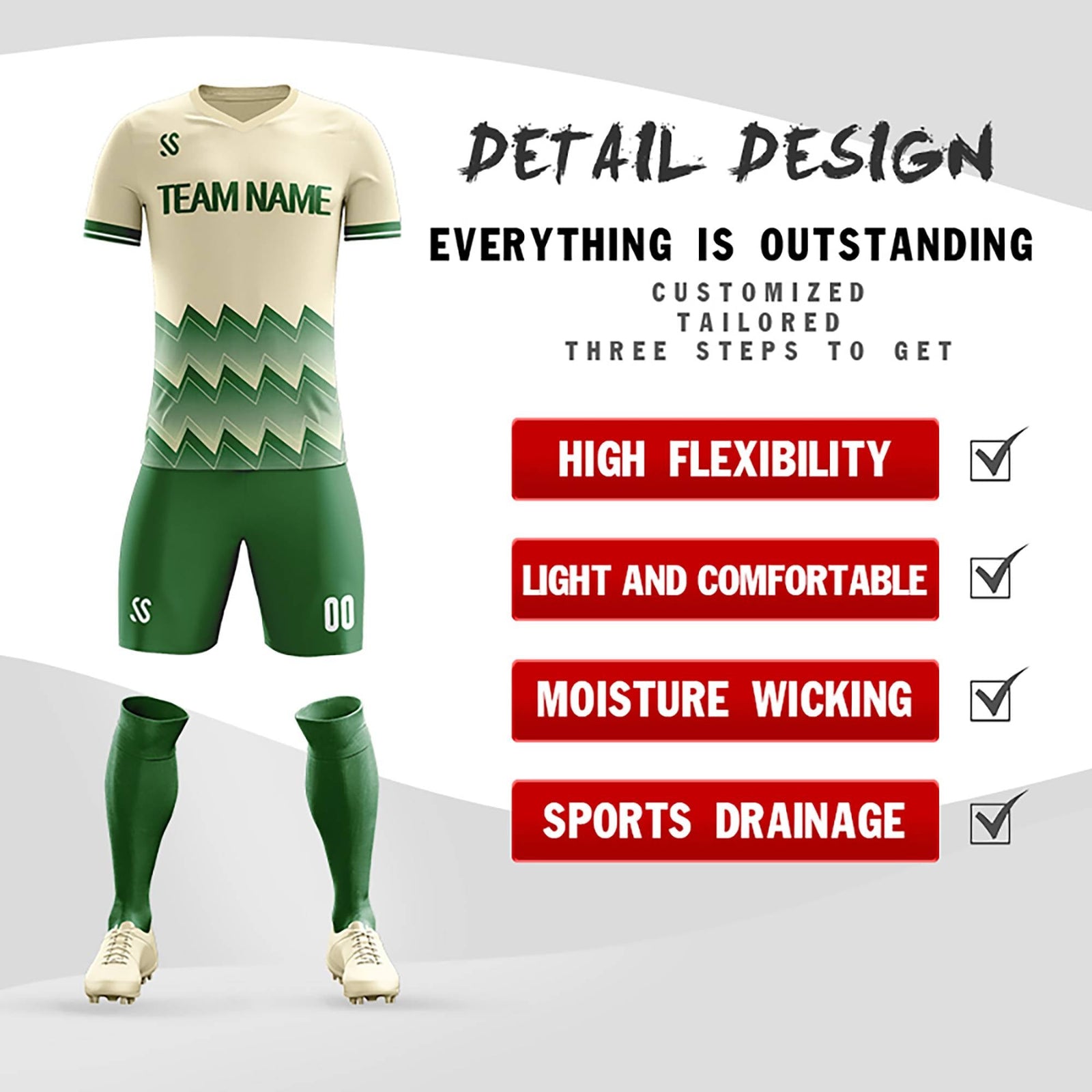 Custom Orange Printing Outdoor Breathable Soccer Sets Jersey