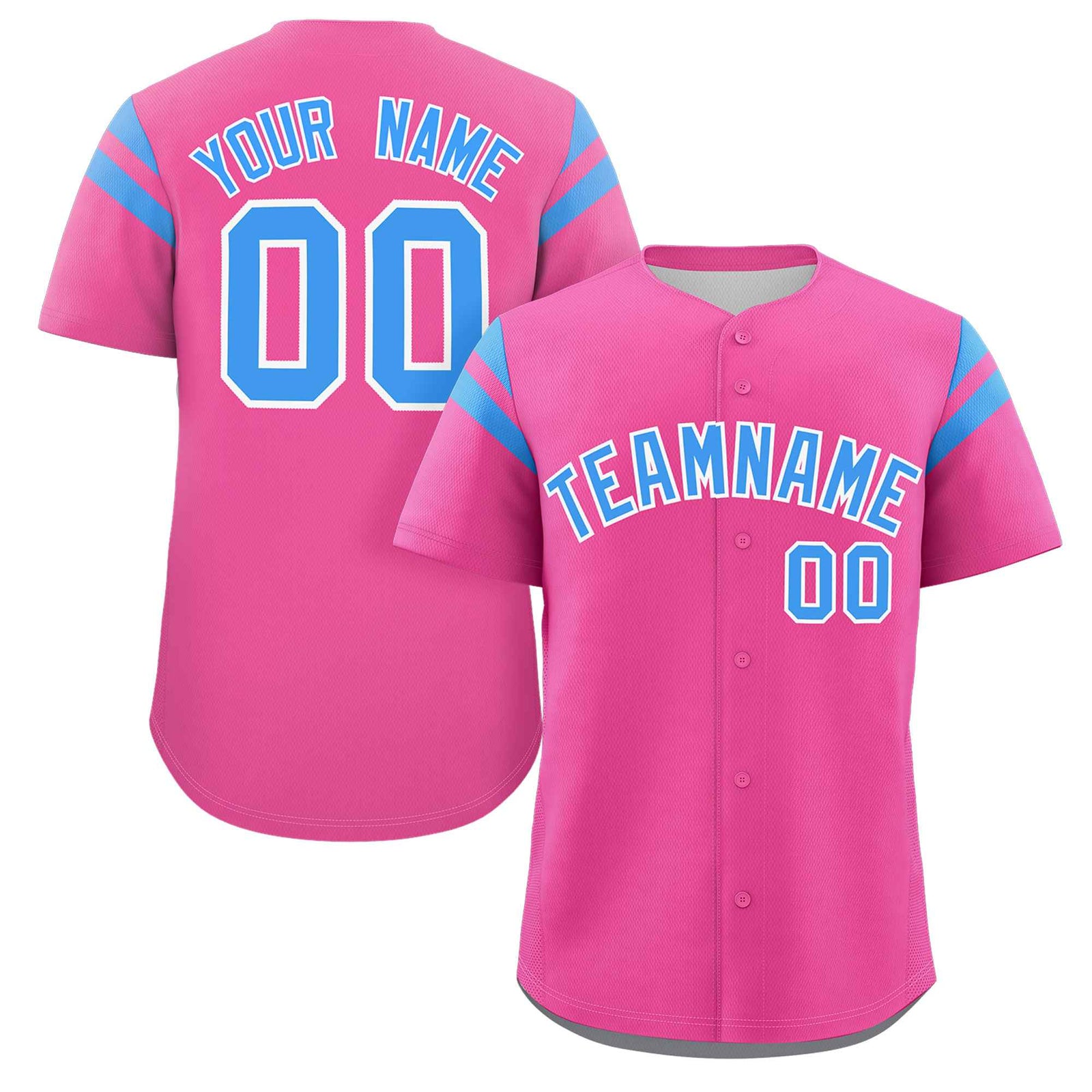 Custom Pink Blue Classic Style Personalized Full Button Authentic Baseball Jersey