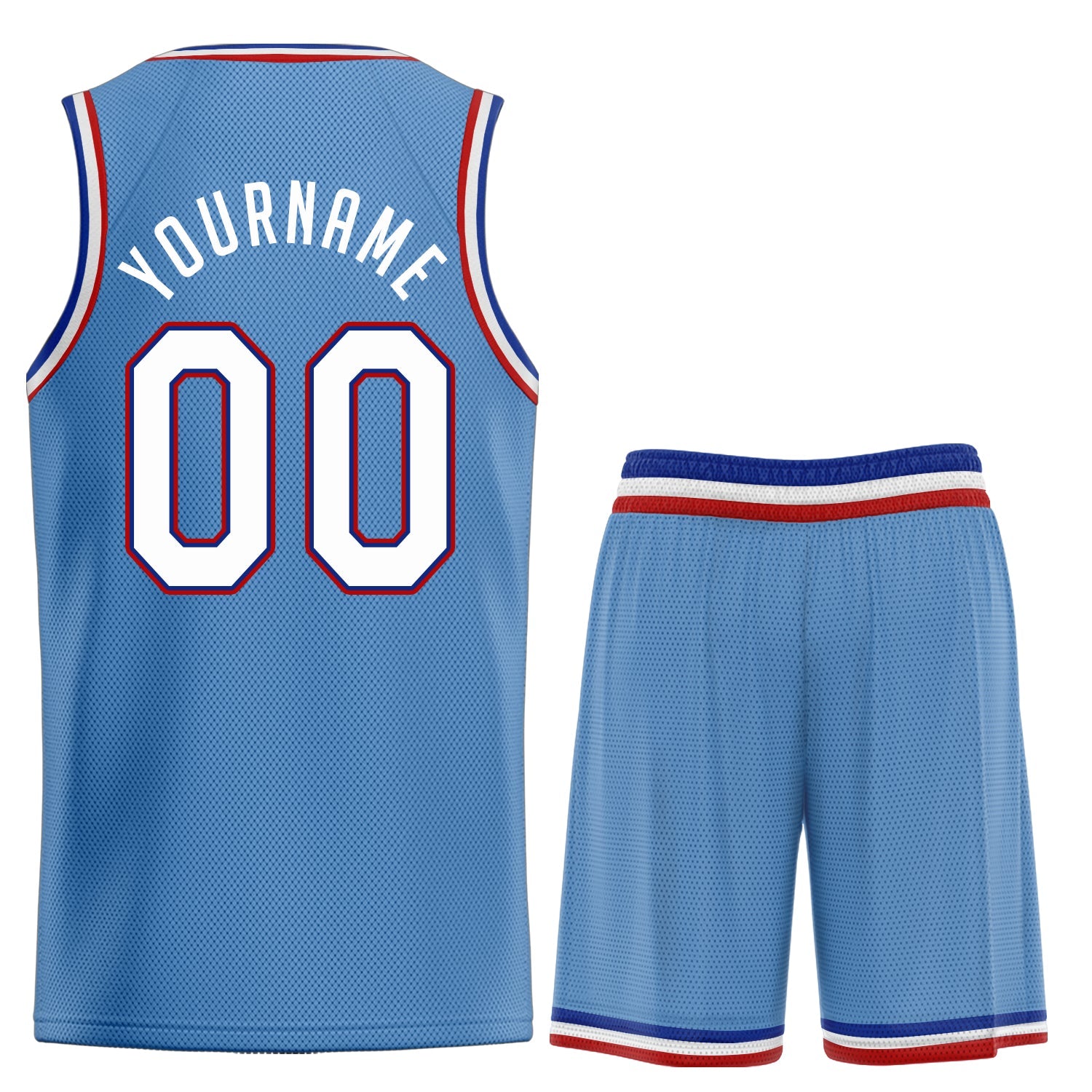 Custom Light Blue White-Red Classic Tops Men Casual Basketball Jersey