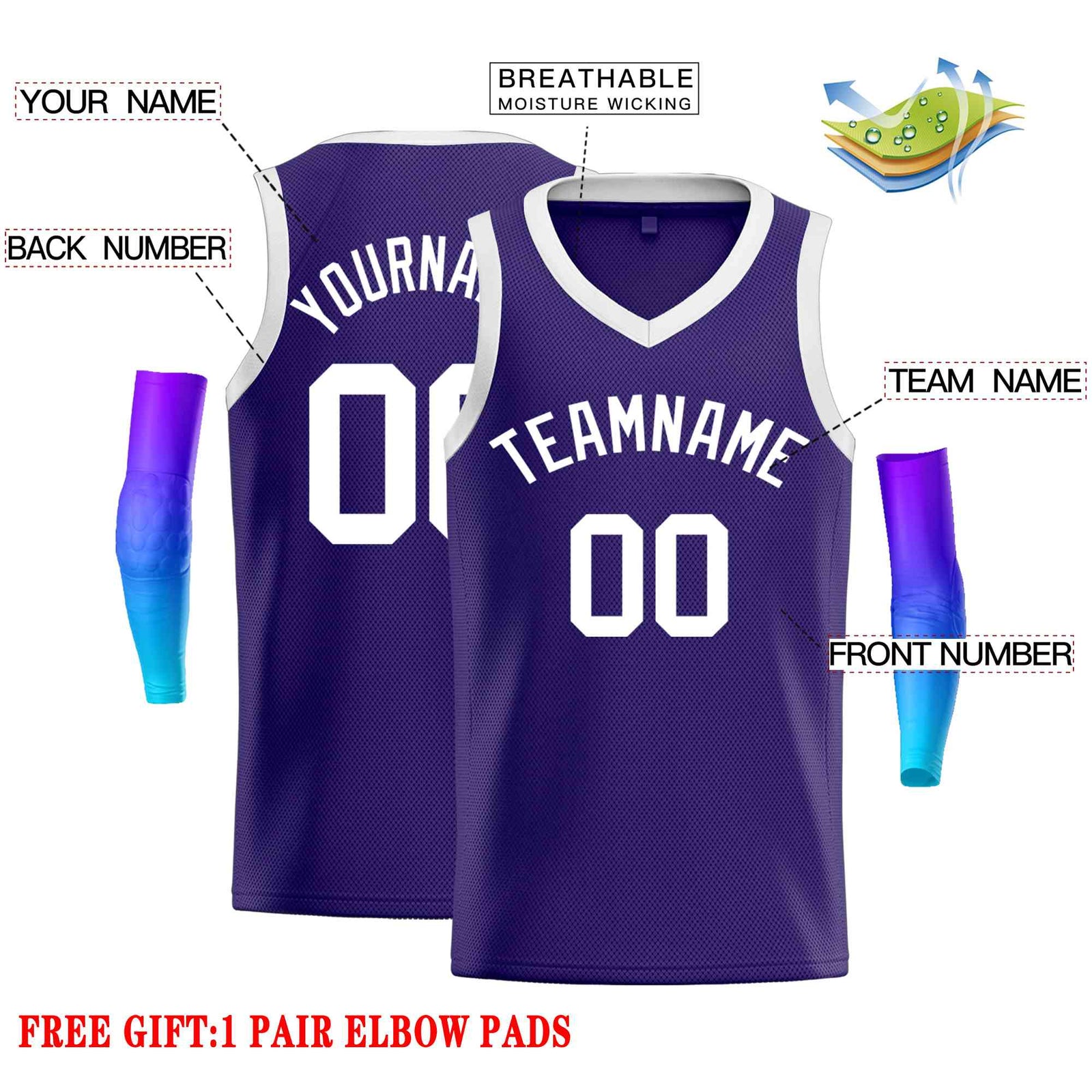 Custom Purple White-Classic Tops Men Casual Basketball Jersey