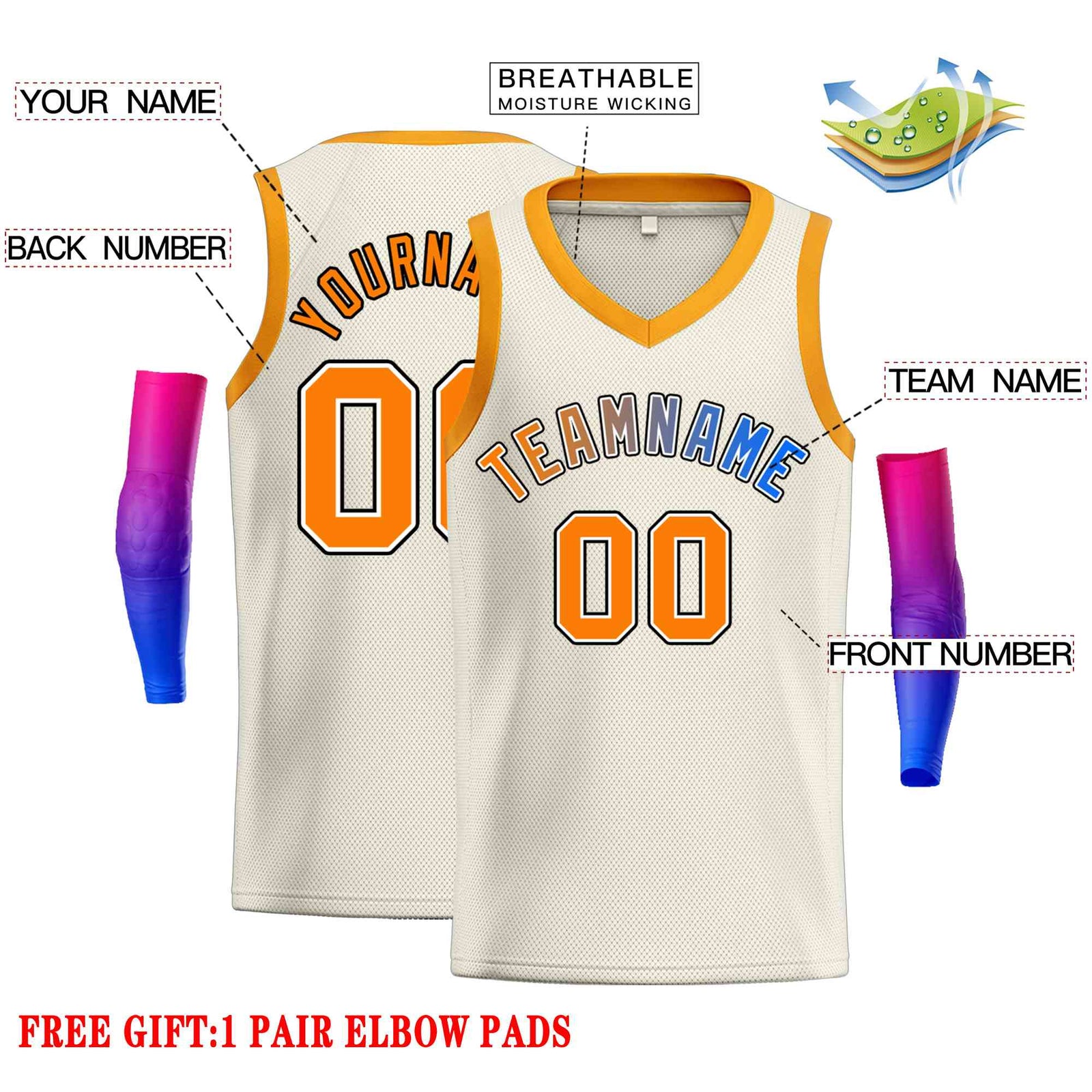 Custom Cream Yellow-Classic Tops Men Casual Basketball Jersey