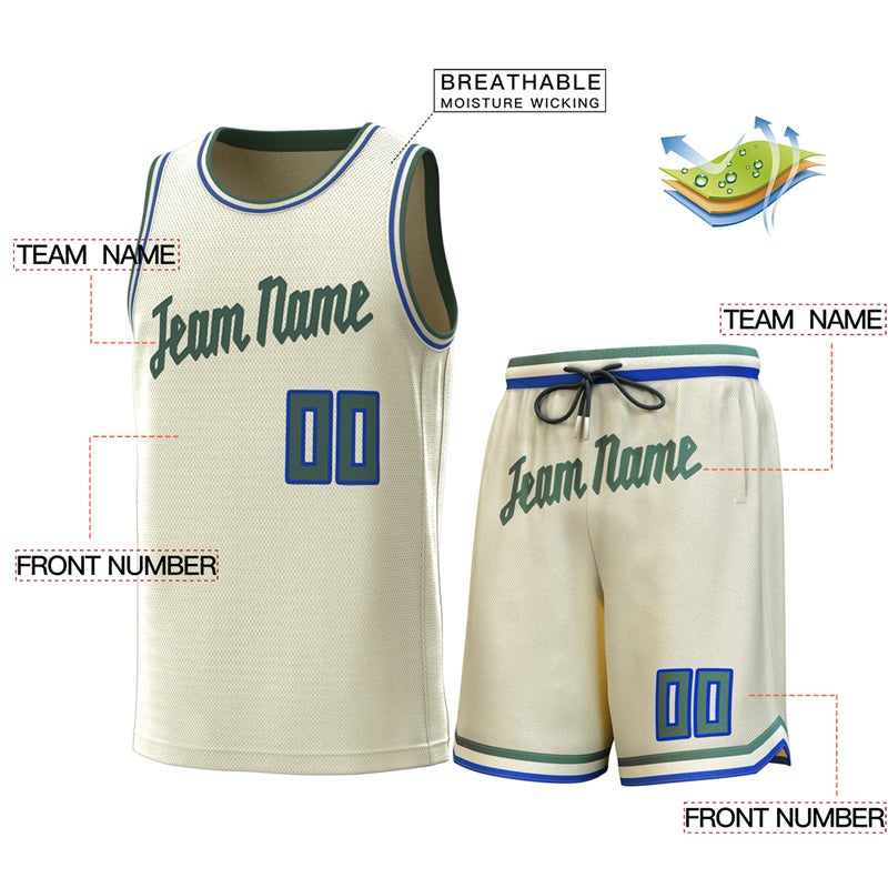 Custom Cream Beige-Royal Classic Sets Basketball Jersey