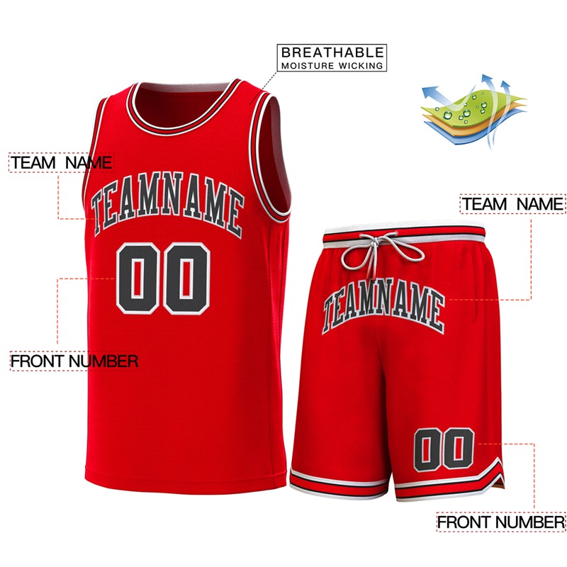 Custom Red White-Black Classic Sets Basketball Jersey