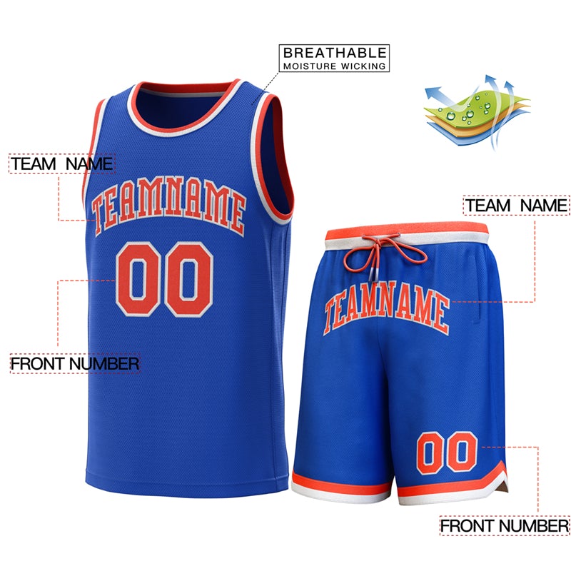 Custom Royal-Orange Classic Sets Basketball Jersey