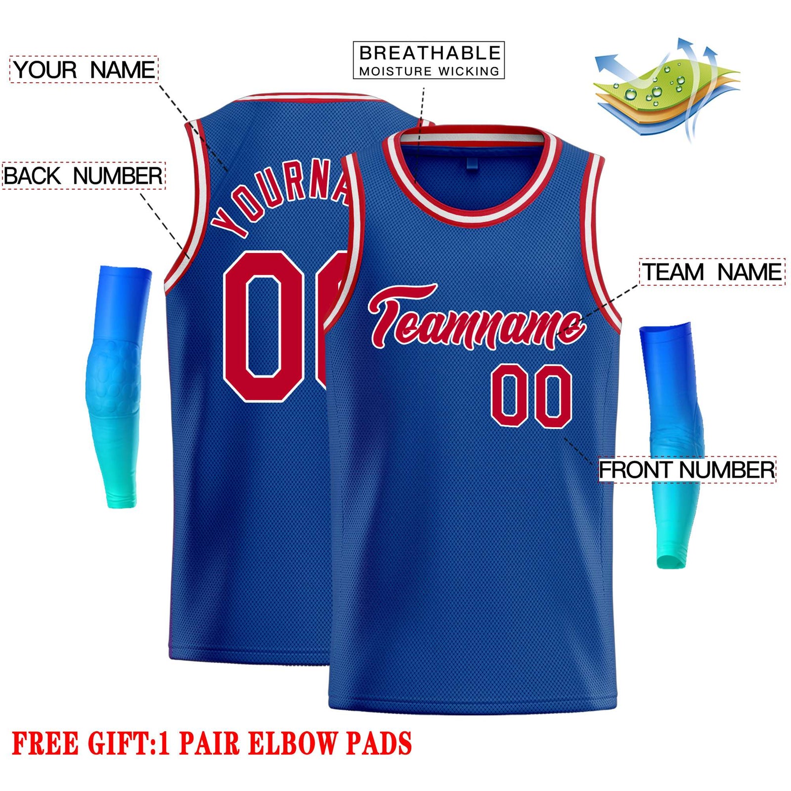 Custom Royal Red-White Classic Tops Casual Basketball Jersey
