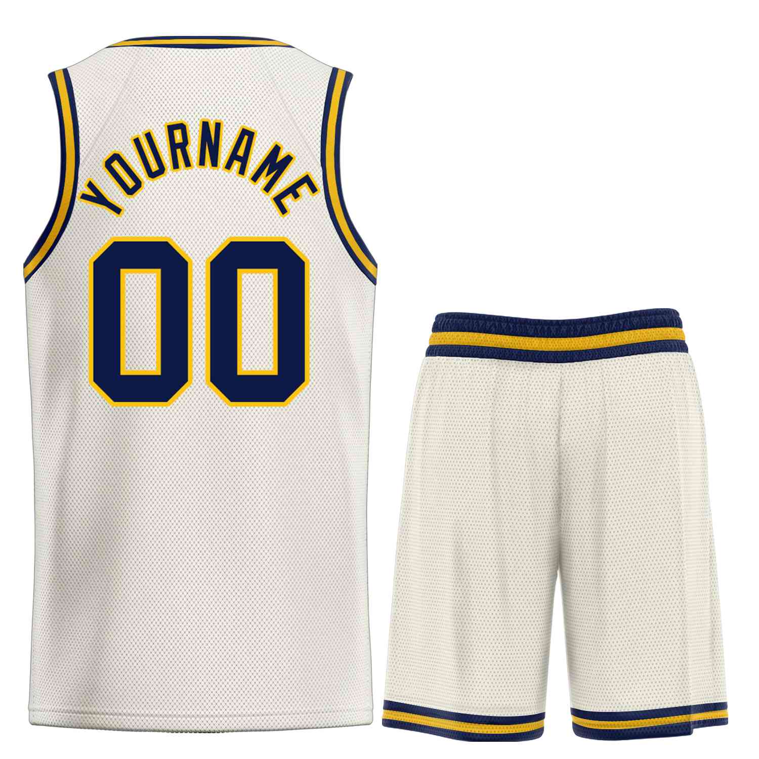 Custom Cream Navy-Yellow Classic Sets Bull Basketball Jersey