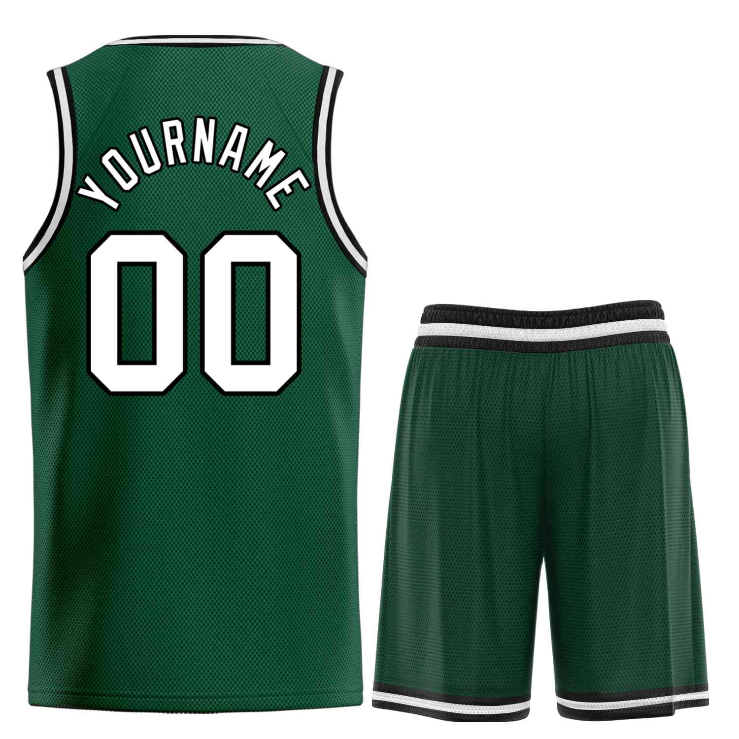 Custom Hunter Green White-Black Bull Classic Sets Curved Basketball Jersey