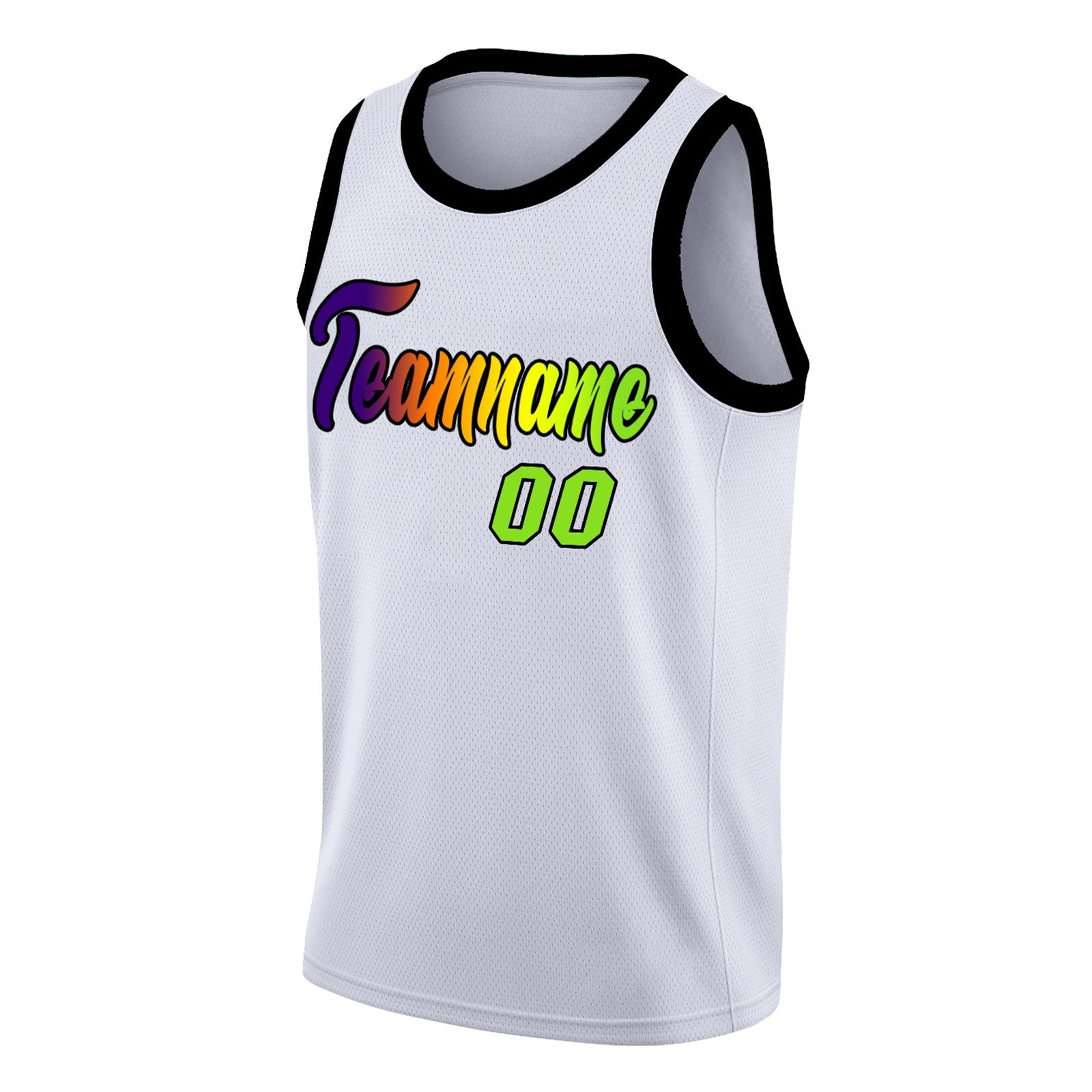 Custom White Black-Green Gradient Fashion Tops Basketball Jersey