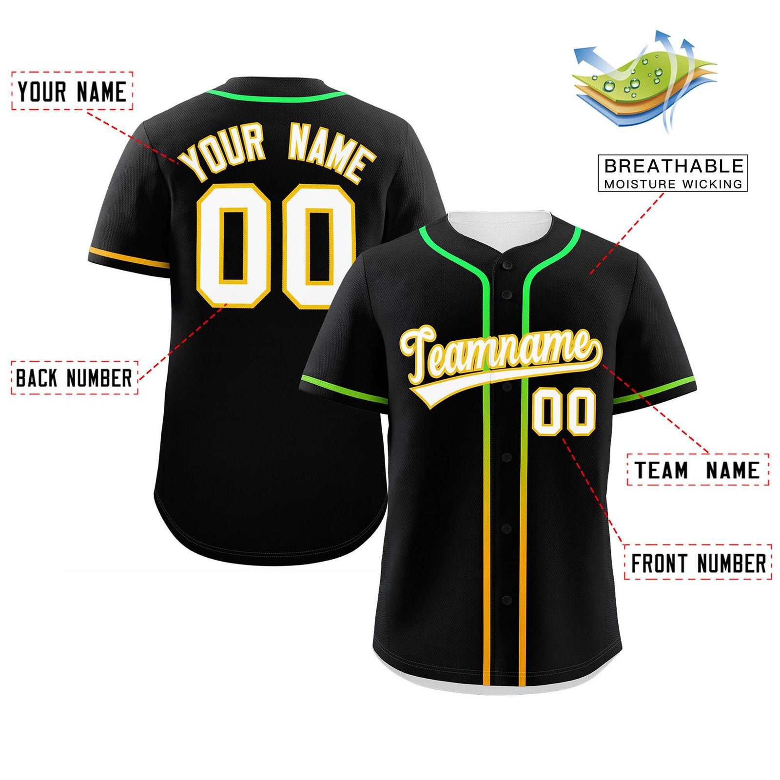 Custom Black White Personalized Gradient Ribbed Design Authentic Baseball Jersey