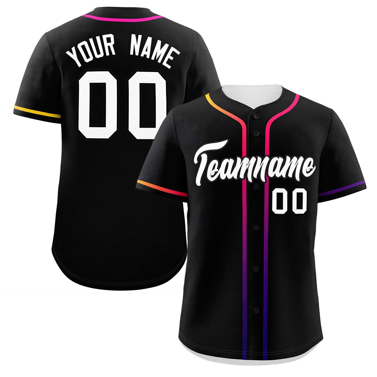 Custom Black White Personalized Gradient Ribbed Design Authentic Baseball Jersey