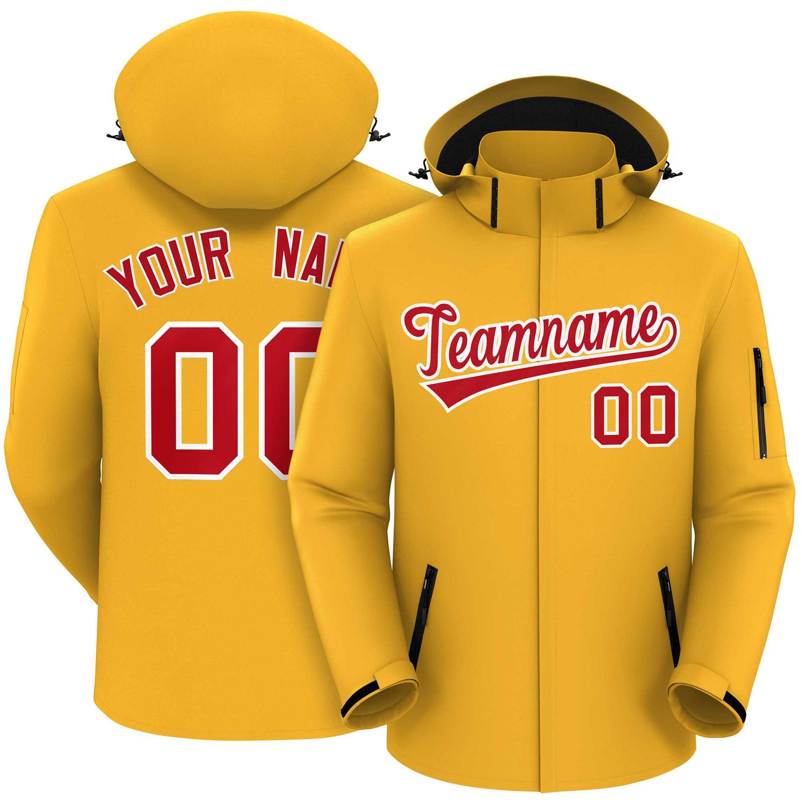Custom Gold Red-White Classic Style Waterproof Jacket