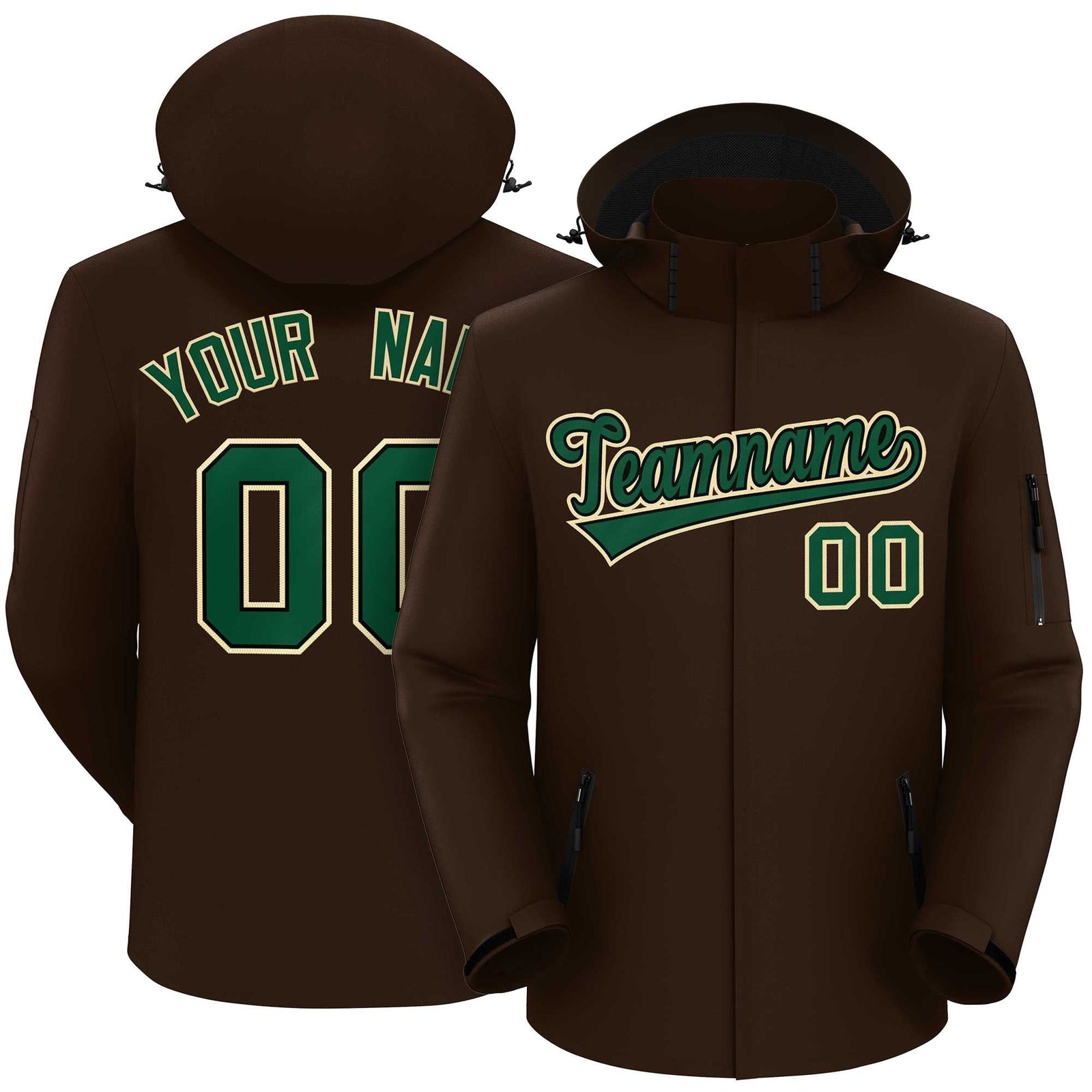Custom Brown Green-Khaki Classic Style Waterproof Jacket