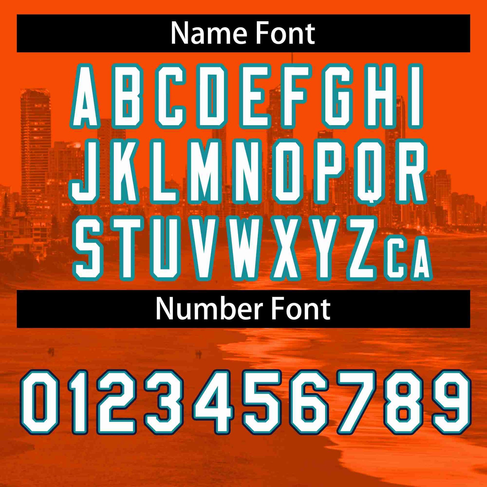 Custom Orange White-Aqua Miami City Skyline Baseball Jersey