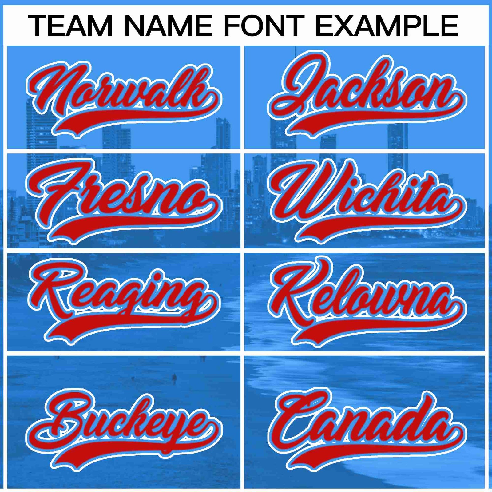 Custom Powder Blue Red-Powder Blue Miami City Skyline Baseball Jersey