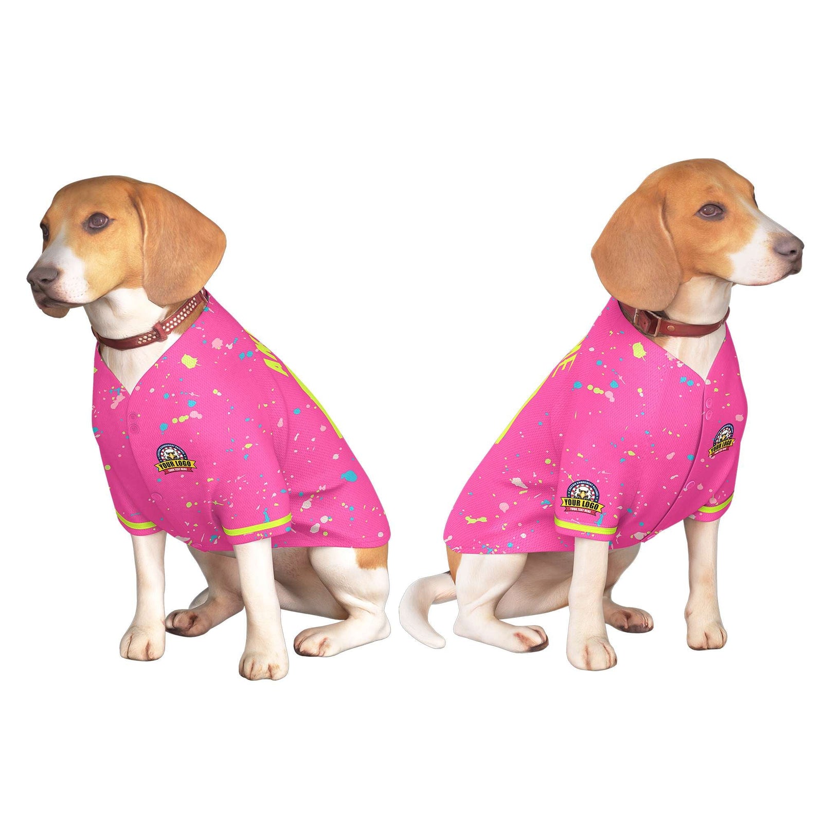 Custom Pink Neon Green Personalized Splash Graffiti Pattern Dog Jersey