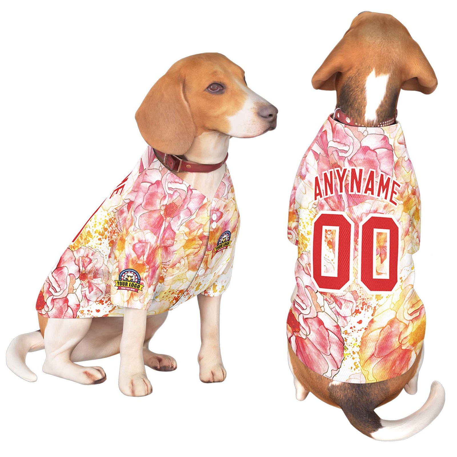 Custom Red White Graffiti Pattern Dog Jersey