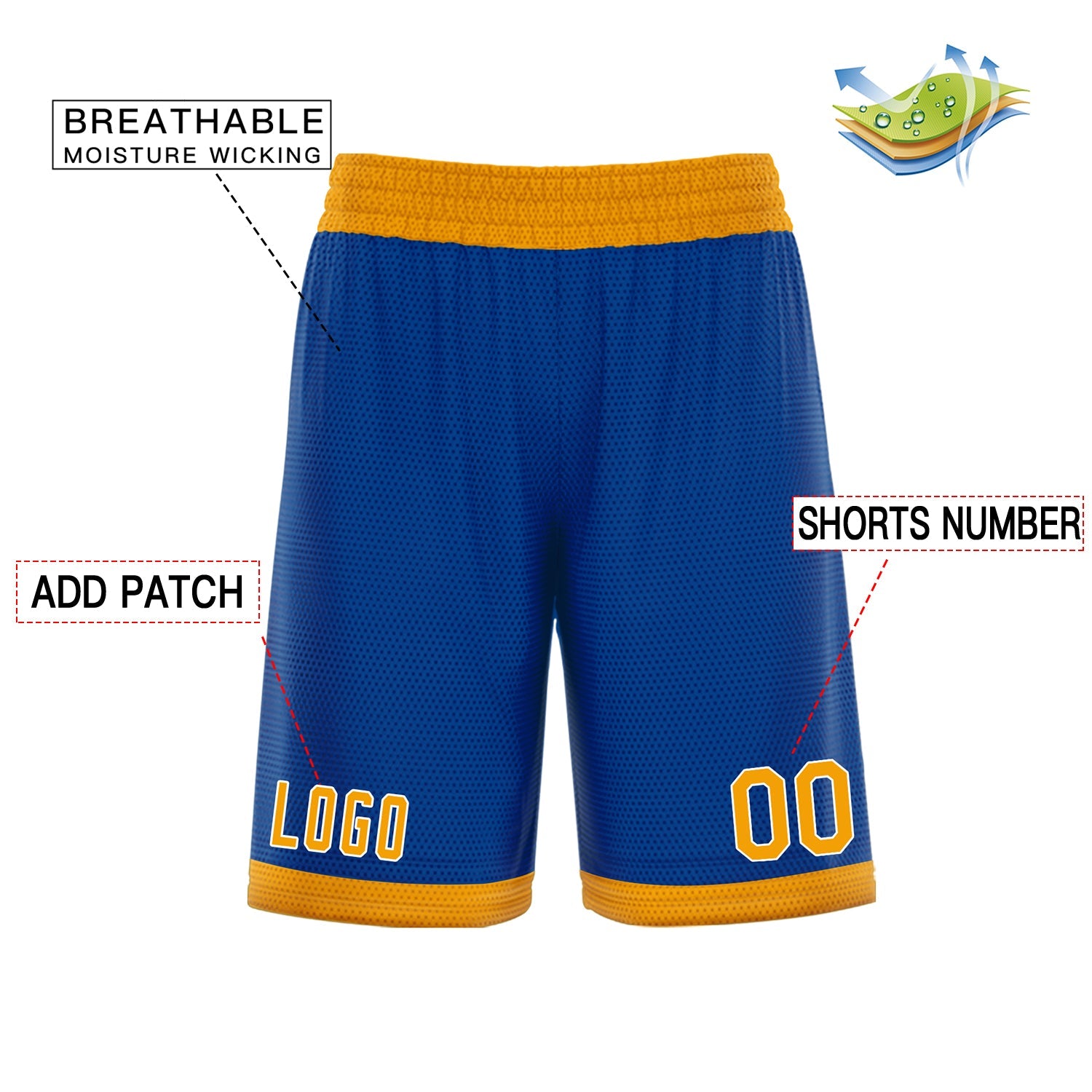 Custom Blue Yellow Basketball Shorts