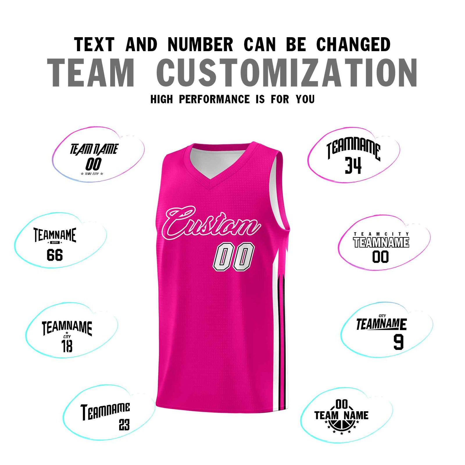Custom Pink White Classic Sets Sports Uniform Basketball Jersey