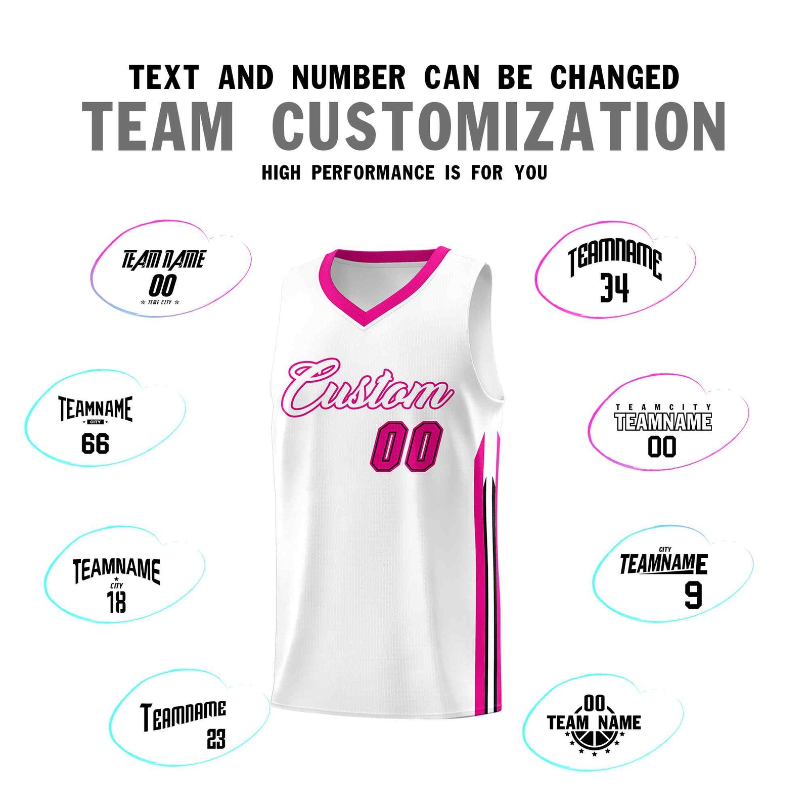 Custom White Pink Classic Sets Sports Uniform Basketball Jersey