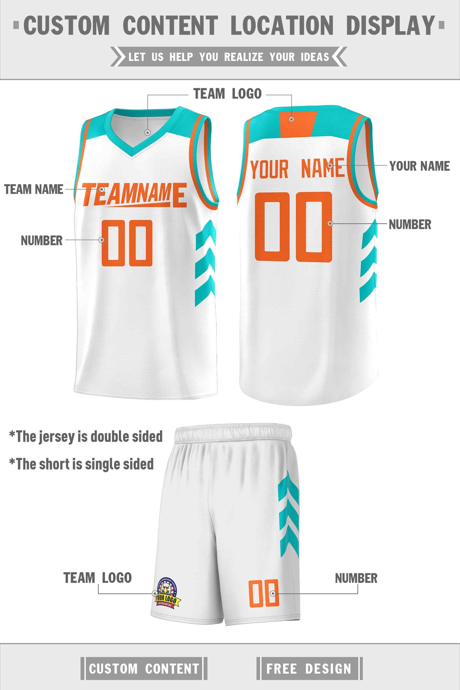 Custom White Orange Classic Sets Sports Uniform Basketball Jersey