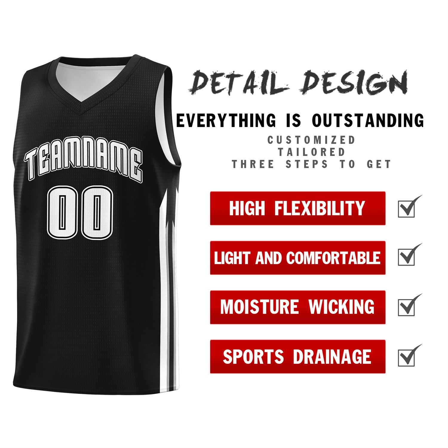 Custom Black White Classic Tops Sport Game Basketball Jersey