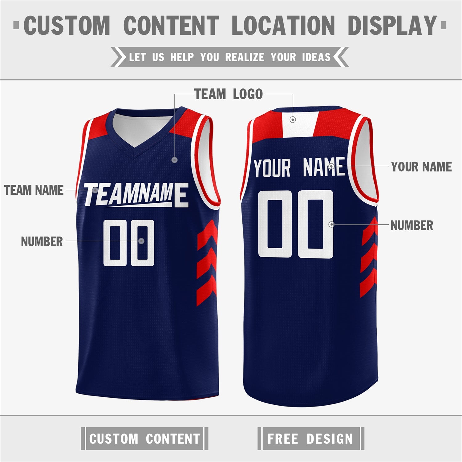 Custom Navy White-Red Classic Tops Mesh Sport Basketball Jersey