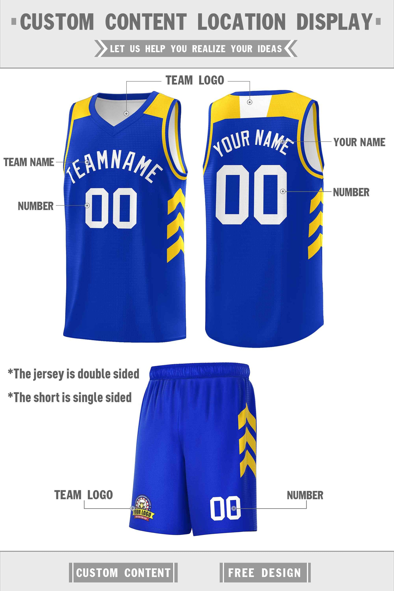 Custom Royal White Classic Sets Sports Uniform Basketball Jersey