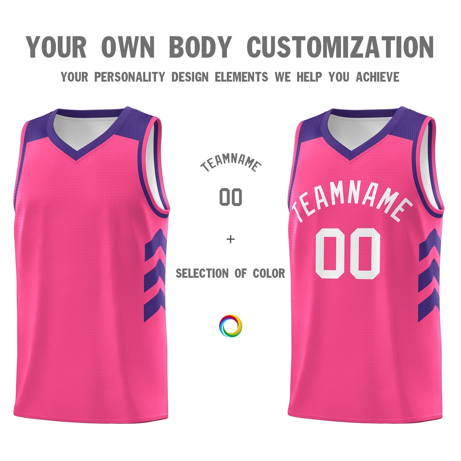 Custom Pink Purple-White Classic Tops Breathable Basketball Jersey