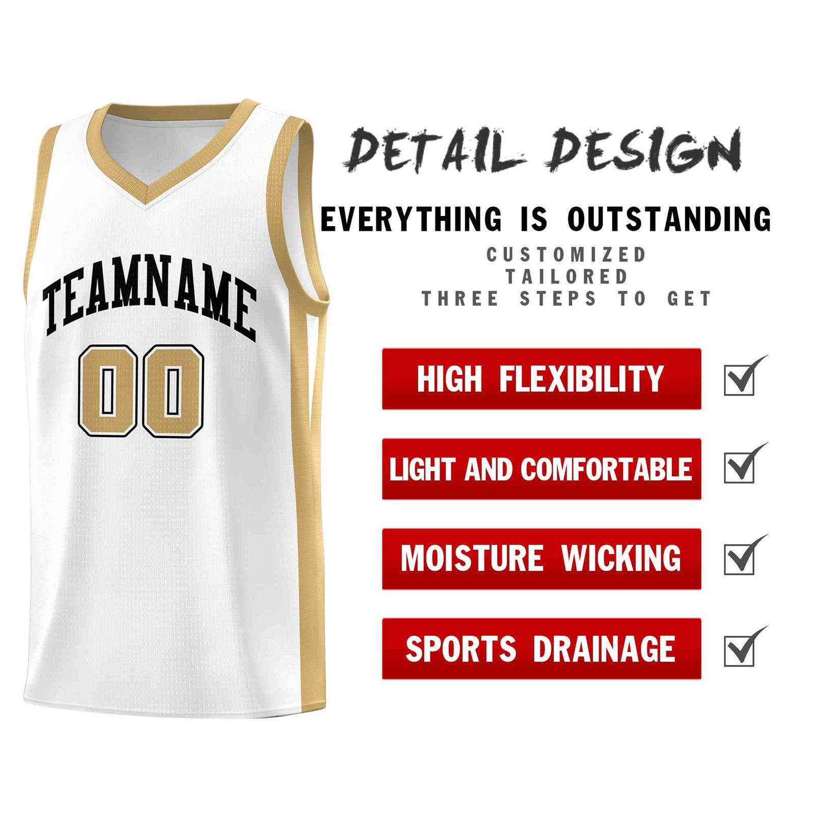 Custom White White Classic Tops Mesh Sport Basketball Jersey