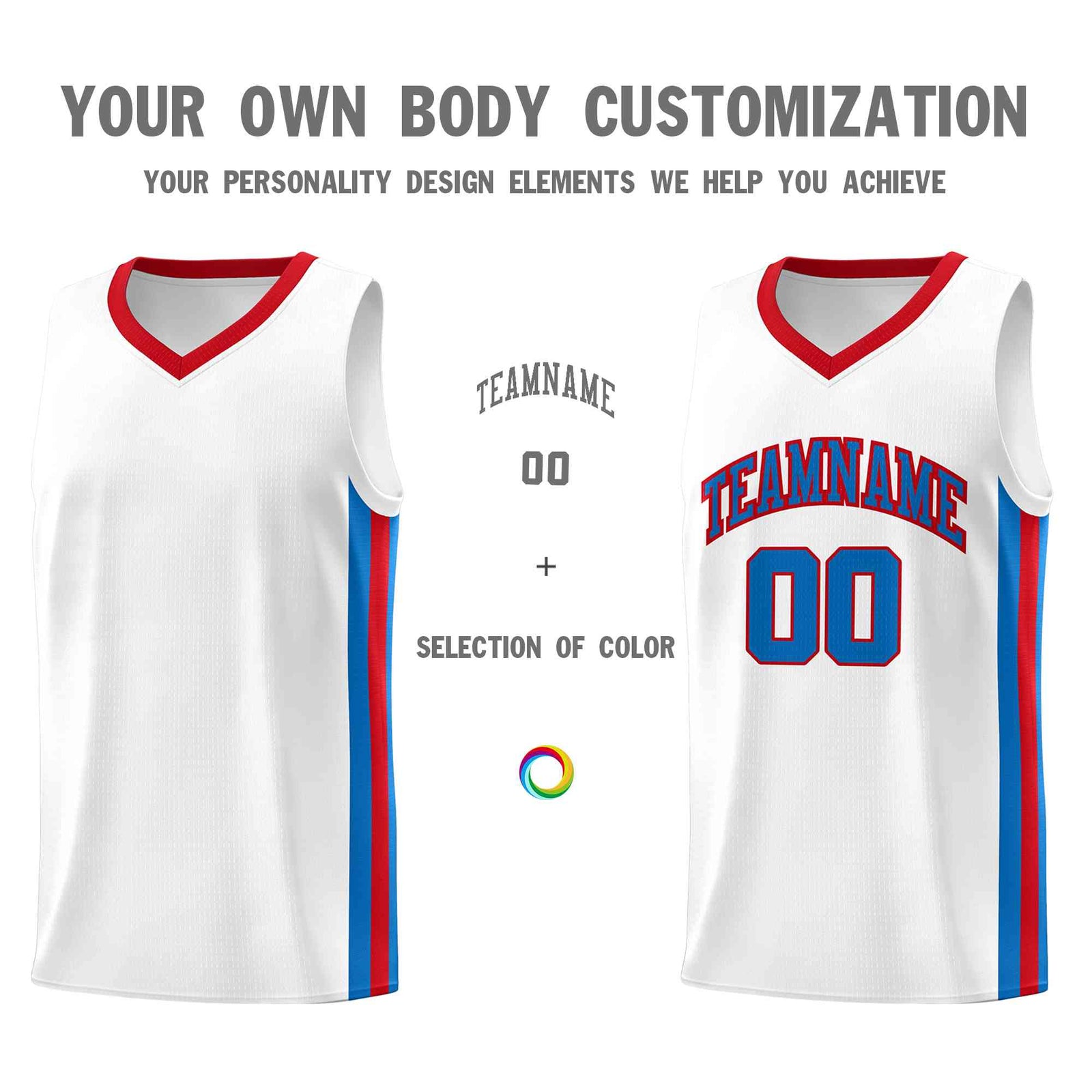 Custom White Blue-Red Classic Tops Mesh Sport Basketball Jersey