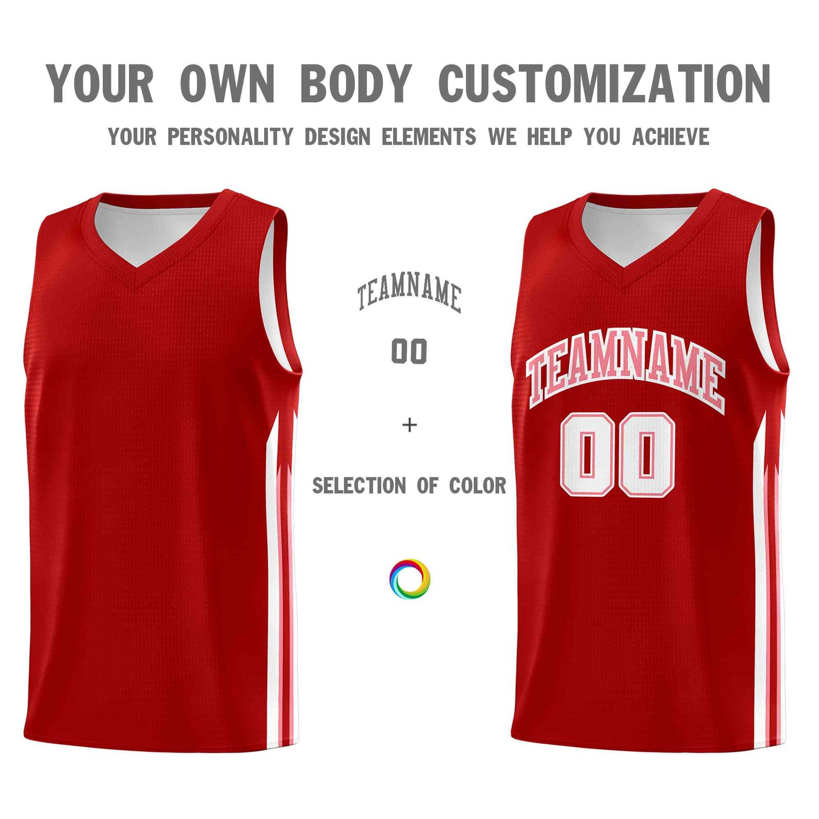 Custom Red Pink-Classic Tops Mesh Sport Bull Basketball Jersey