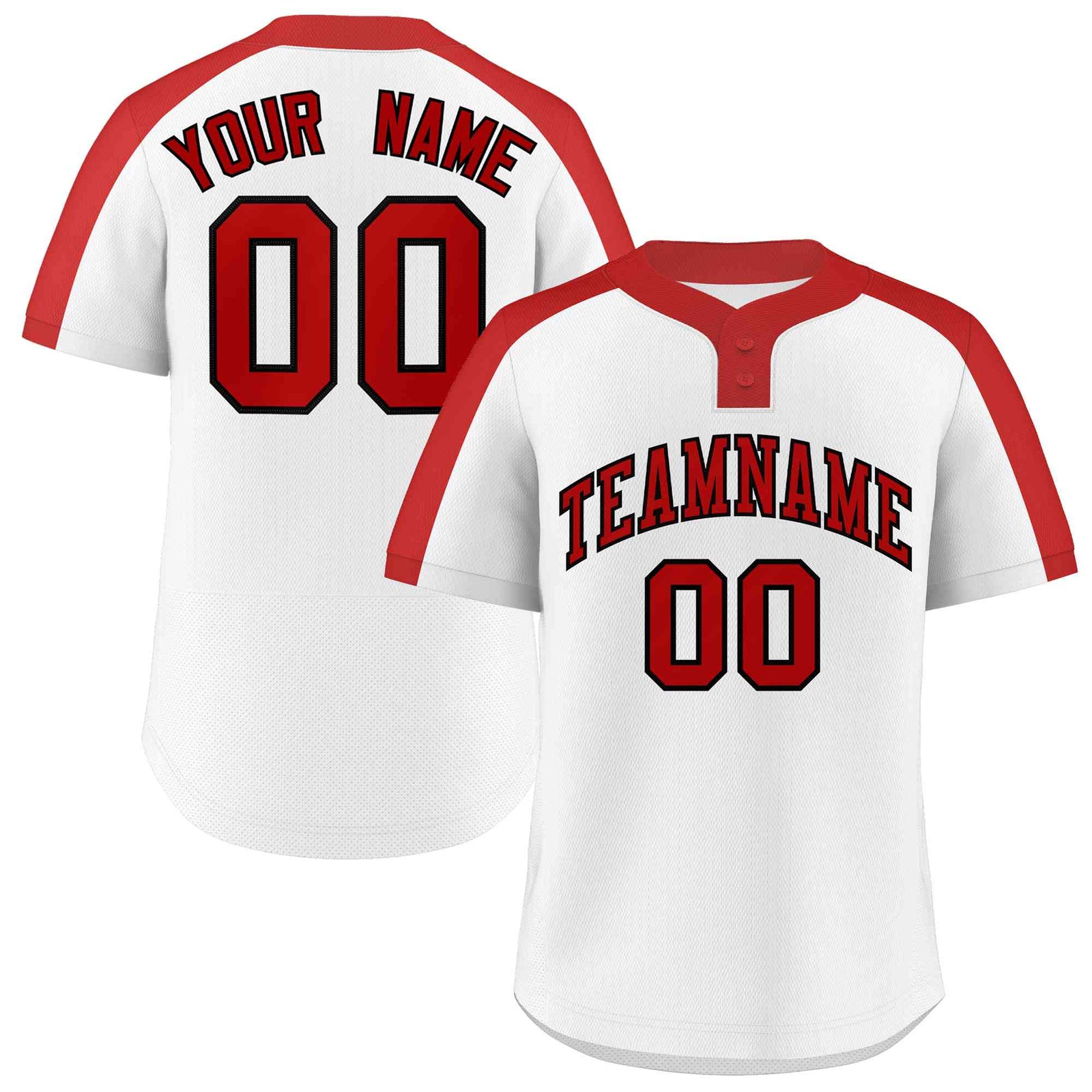 Custom White Red-Black Classic Style Authentic Two-Button Softball Jersey