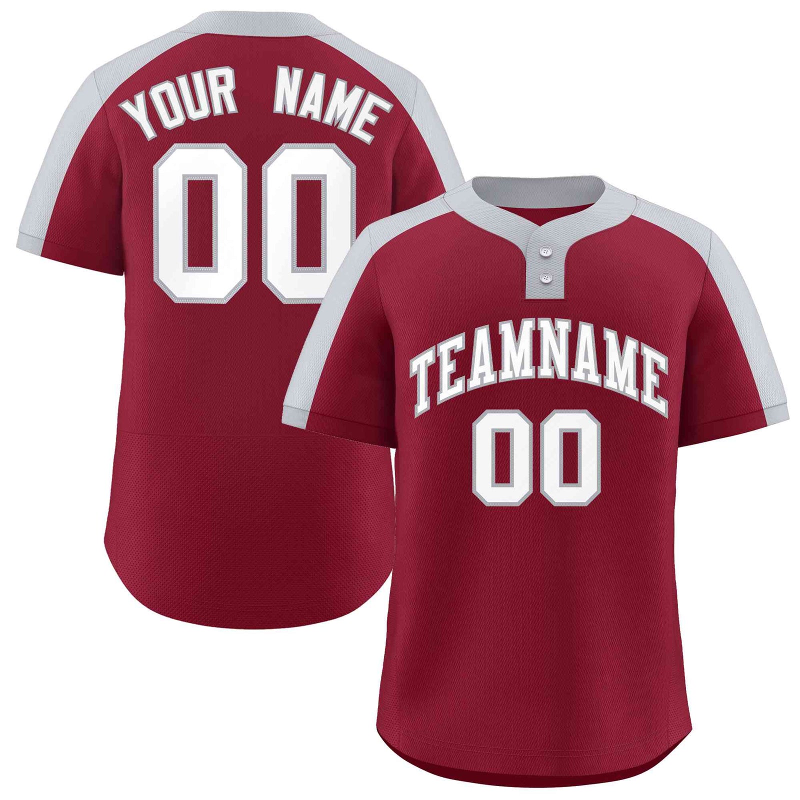 Custom Crimson White-Gray Classic Style Authentic Two-Button Softball Jersey