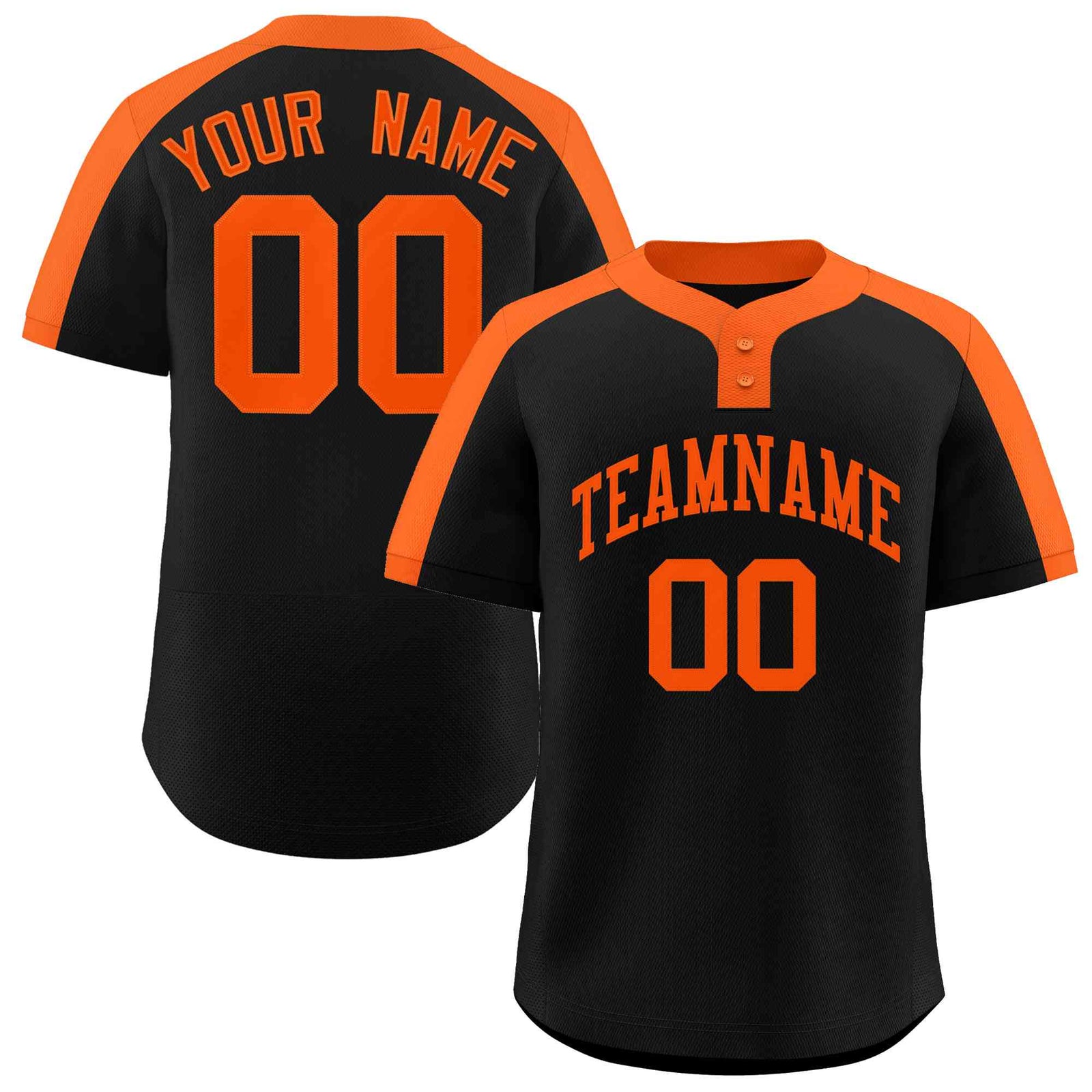 Custom Black Orange Classic Style Authentic Two-Button Softball Jersey