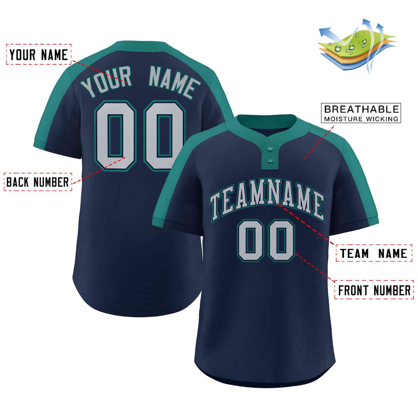 Custom Navy Gray-Navy Classic Style Authentic Two-Button Softball Jersey