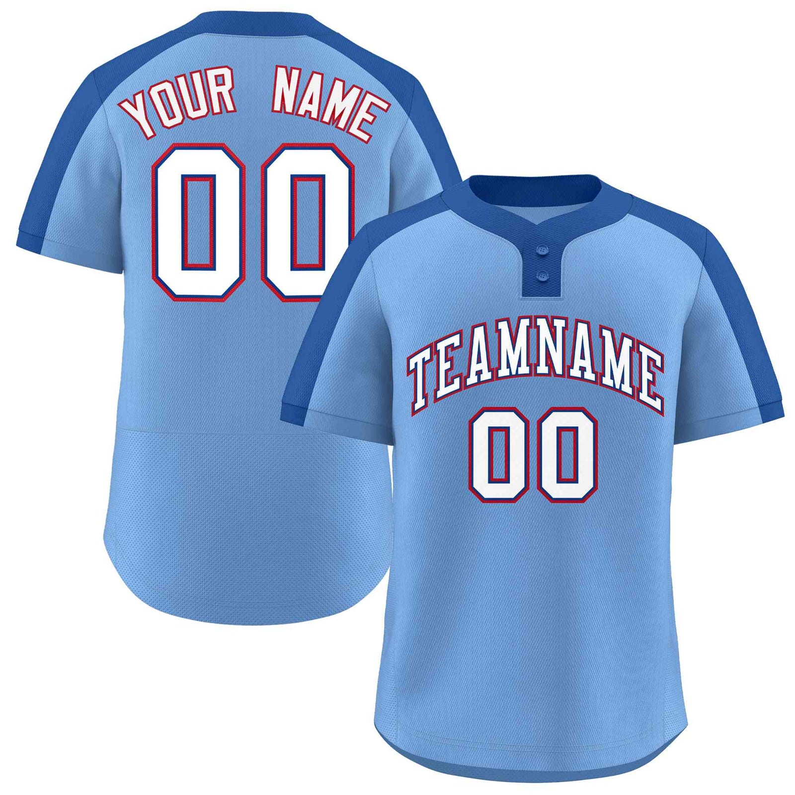 Custom Light Blue White-Royal Classic Style Authentic Two-Button Softball Jersey
